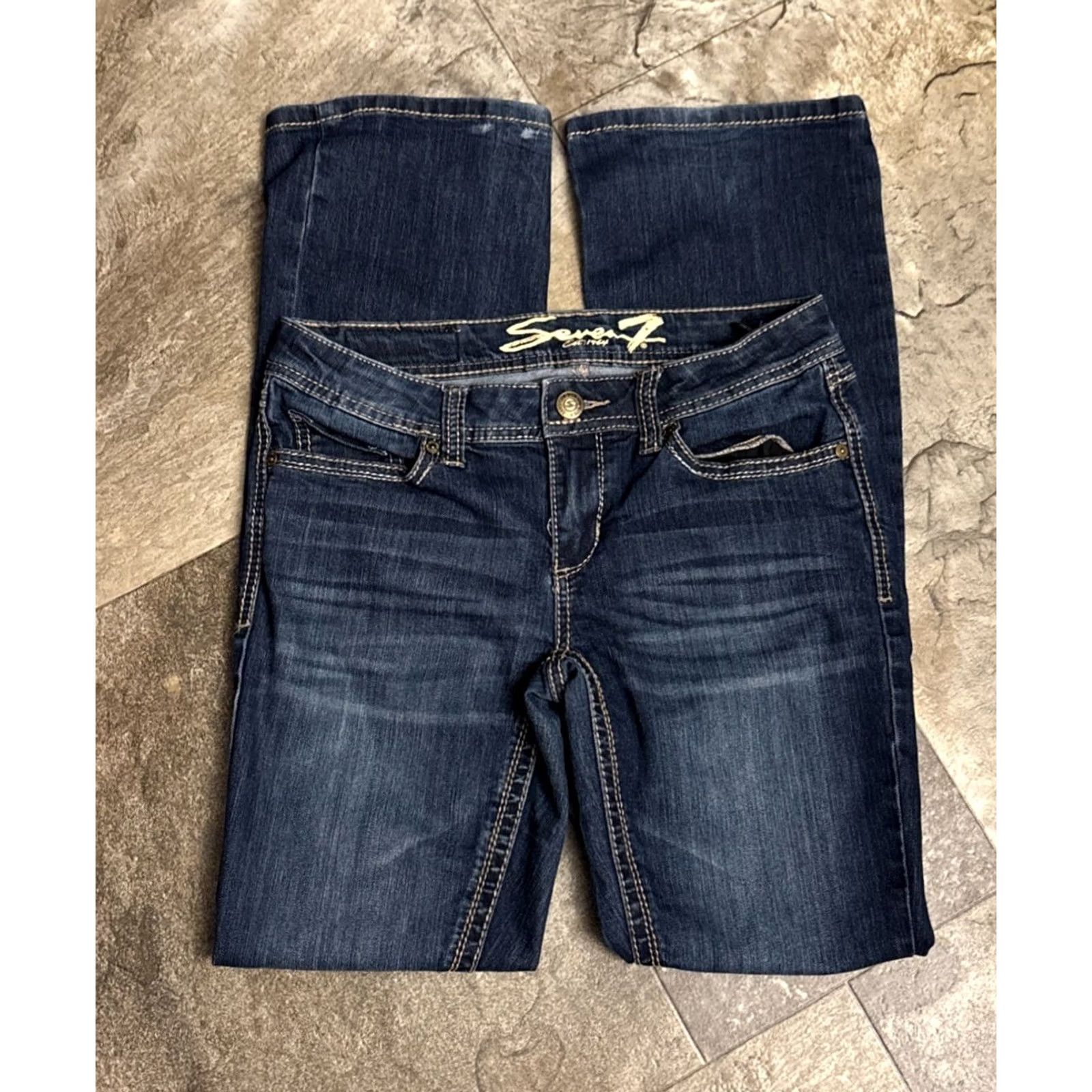 Vintage Seven7 Jeans Bootcut Denim 5-Pocket Stretch Blue 30x32 Womens Size 6 Regular Sit Rise 7" Vintage No Size 28" / US 6 / IT 42 - 2 Thumbnail