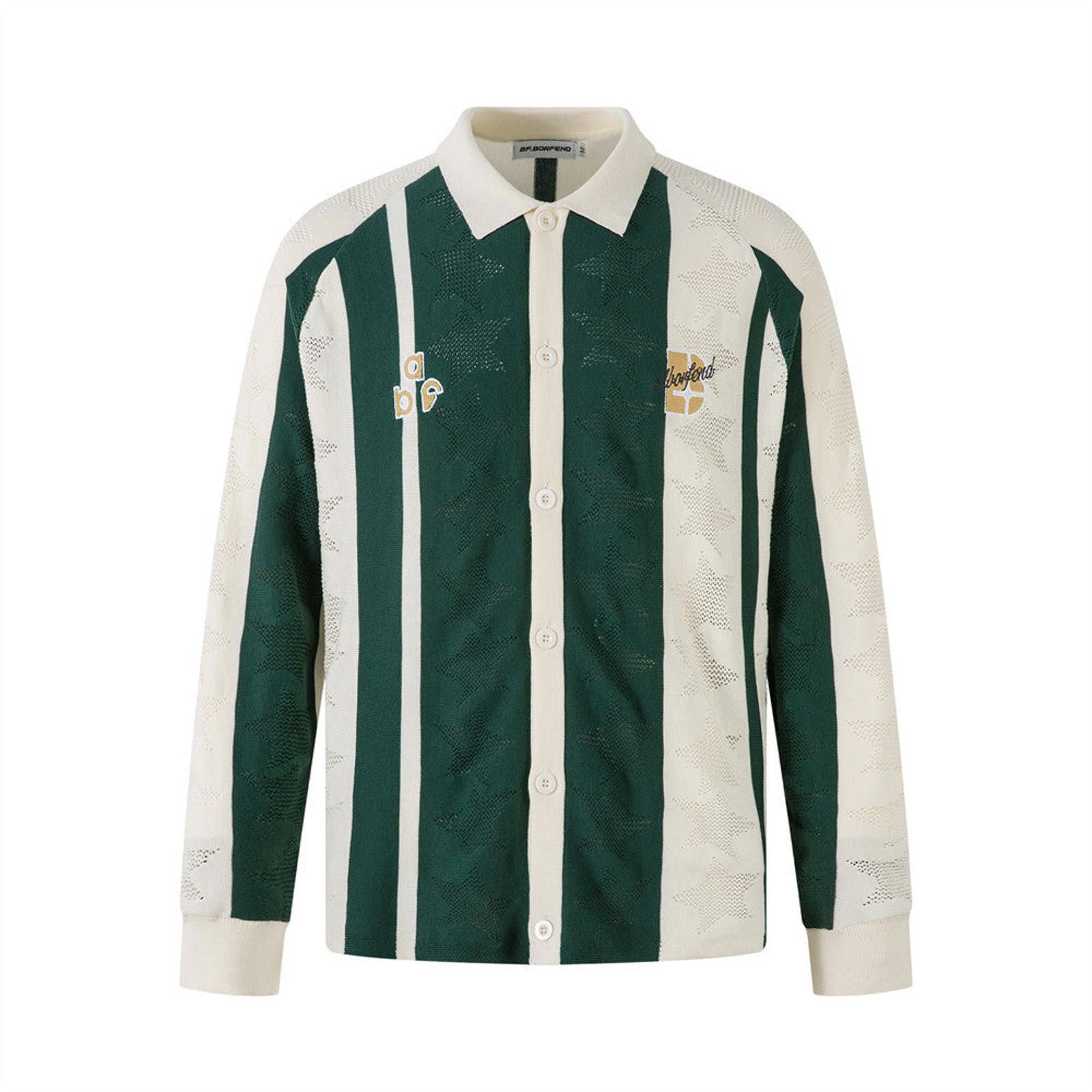 Vintage Athletic Striped Knit Polo Shirt, Long Sleeve Size US L / EU 52-54 / 3 - 1 Thumbnail