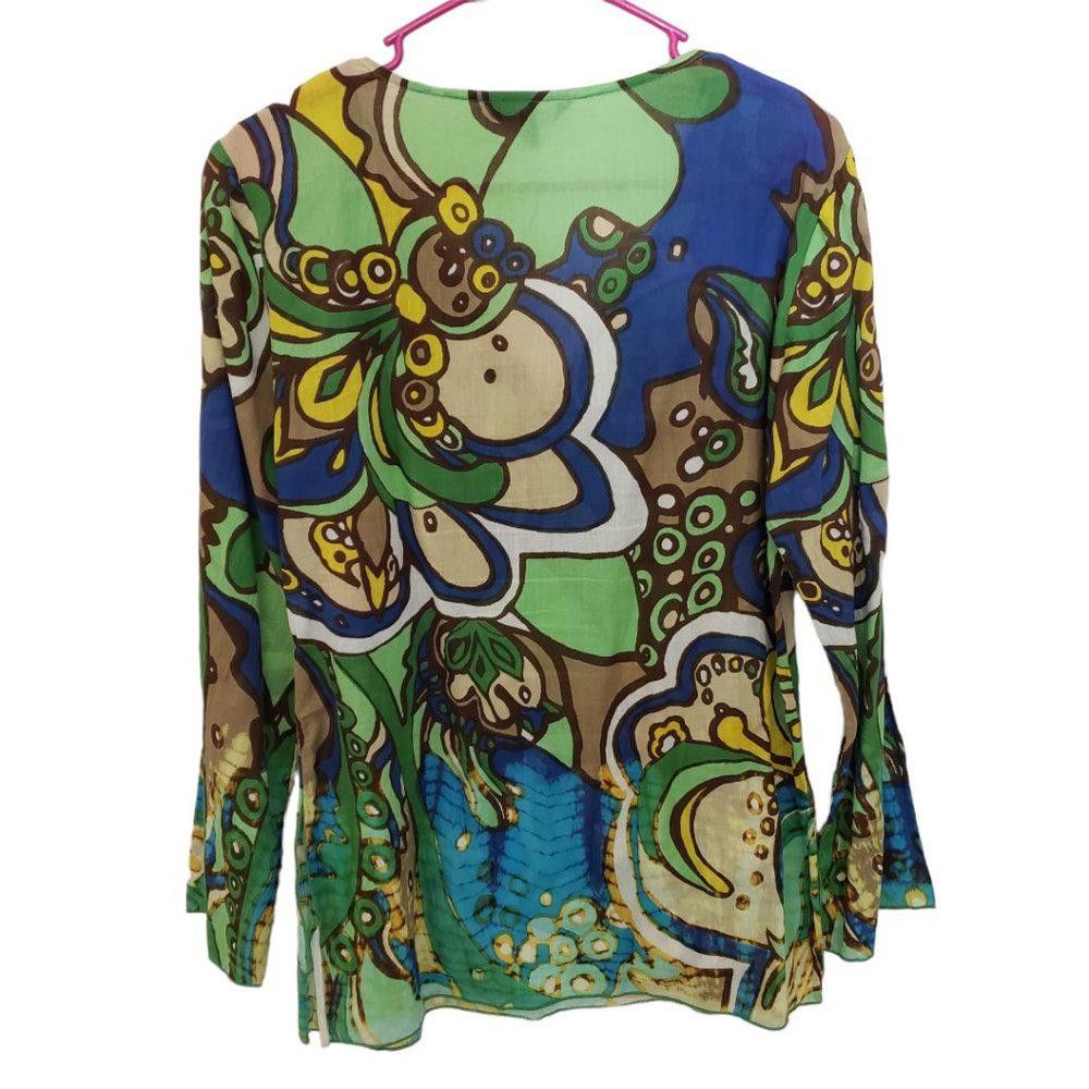 Designer CT201 Ladies Chaudry KC Abstract Design Cotton Blouse M Size M / US 6-8 / IT 42-44 - 2 Thumbnail