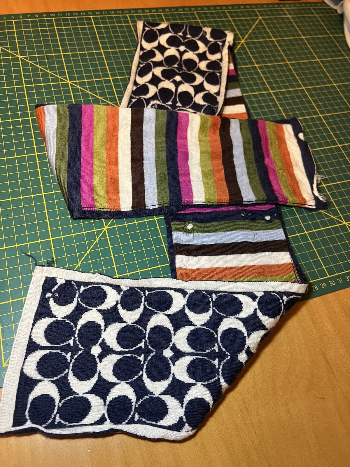 Coach Vintage thrashed multi colour striped monogram wool scarf Size ONE SIZE - 5 Thumbnail