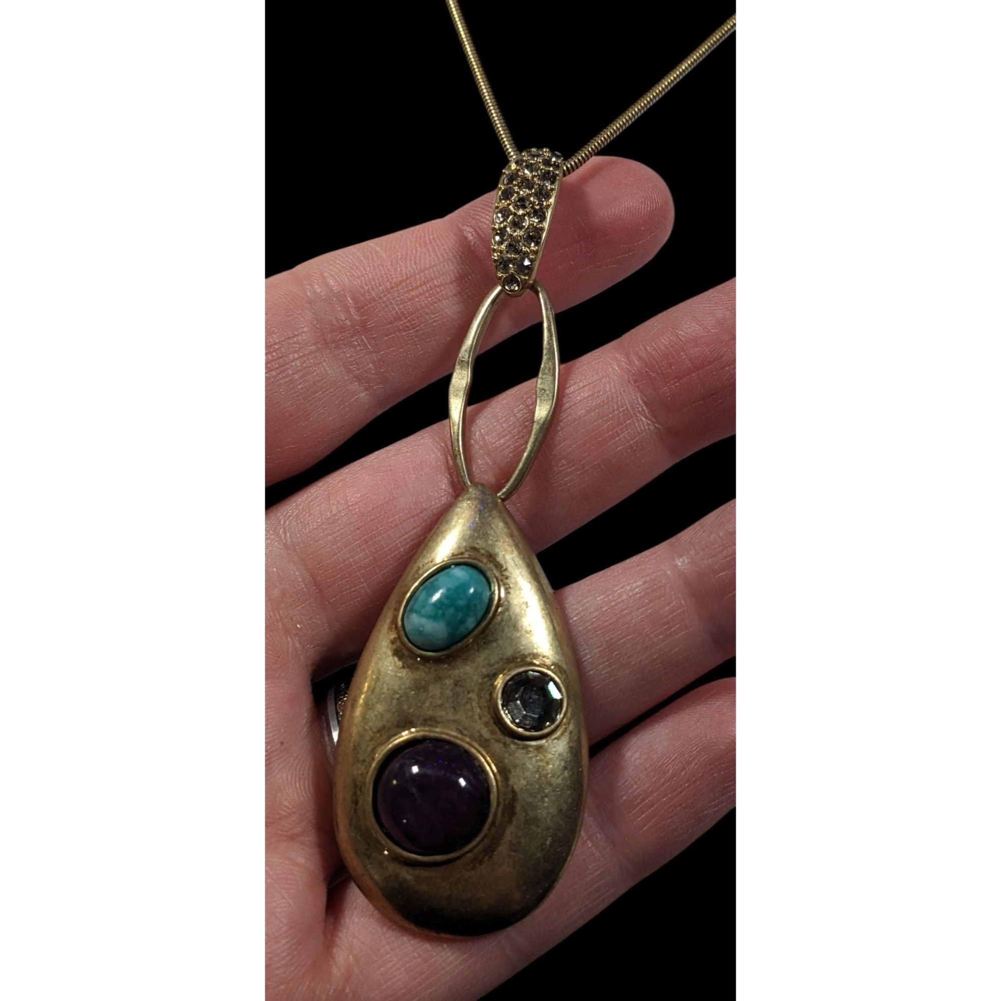 Nine West Nine West Elegant Glam Gold Tone Teardrop Gemstone Necklace Size ONE SIZE - 5 Thumbnail