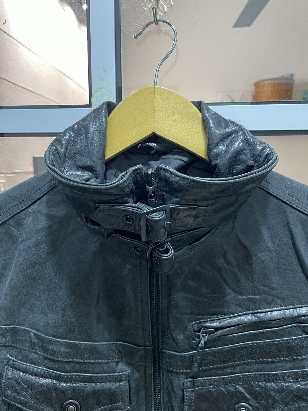 14th Addiction 2000s A.S.M Japanese Brand Gas Mask Leather Jacket (Buffalo) Size US M / EU 48-50 / 2 - 7 Thumbnail