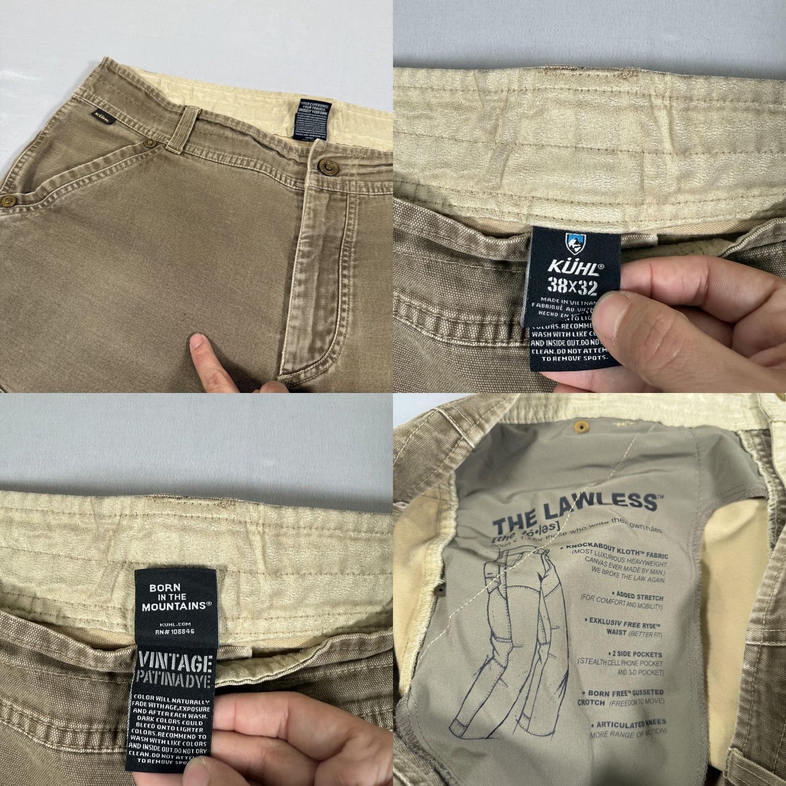 Doublet VINTAGE Kuhl The Lawless Pants Men 38x32 Brown Canvas Work Carpenter Stretch 5-Pocket Denim Style Regular Straight Mens Size US 38 / EU 54 - 9 Thumbnail