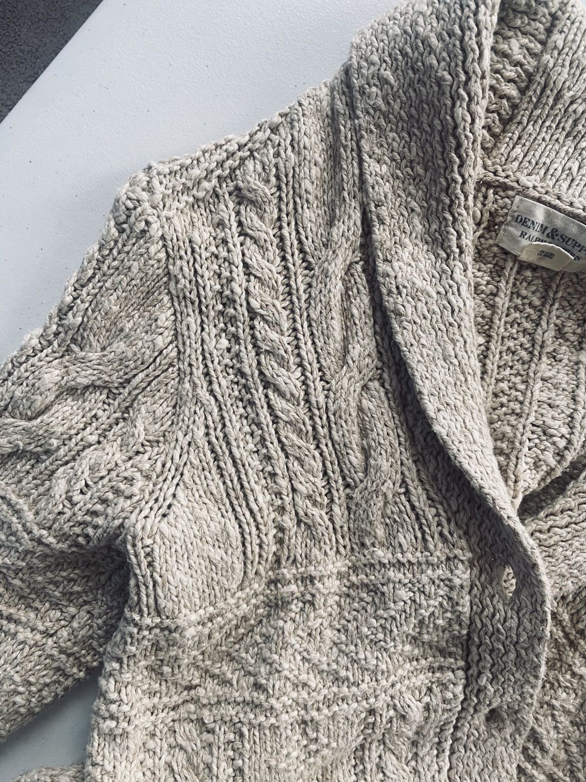 Denim & Supply Ralph Lauren Denim & Supply Ralph Lauren Shawl Cardigan Cable Knit M Vtg Size M / US 6-8 / IT 42-44 - 11 Thumbnail