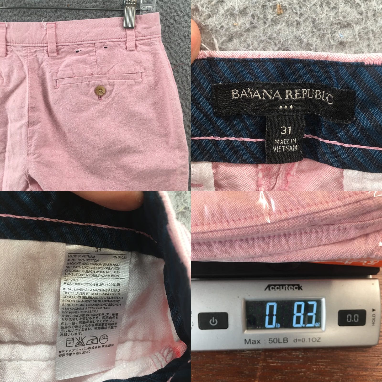 Banana Republic Banana Republic Chino Shorts Mens 31 Pink Cotton Mid Rise Zip Fly Men's Slip Pocket Solid 8 Inseam Vintage? No Size US 31 - 9 Thumbnail