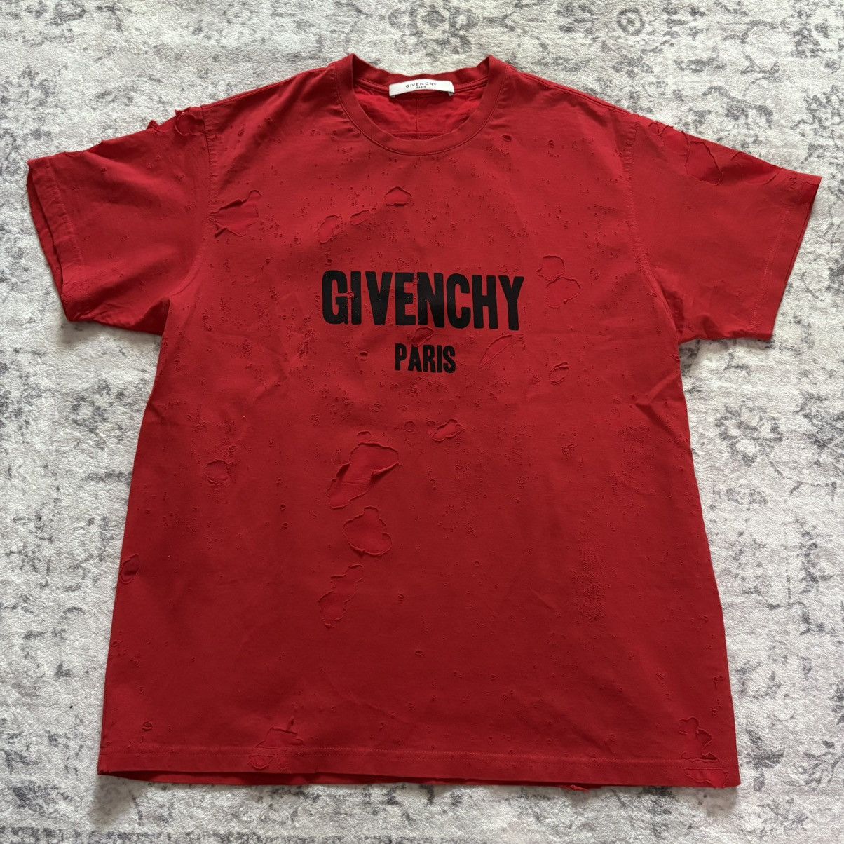 Givenchy Givenchy Bullet Hole Destroyed Distressed T-Shirt Red Size US L / EU 52-54 / 3 - 1 Thumbnail