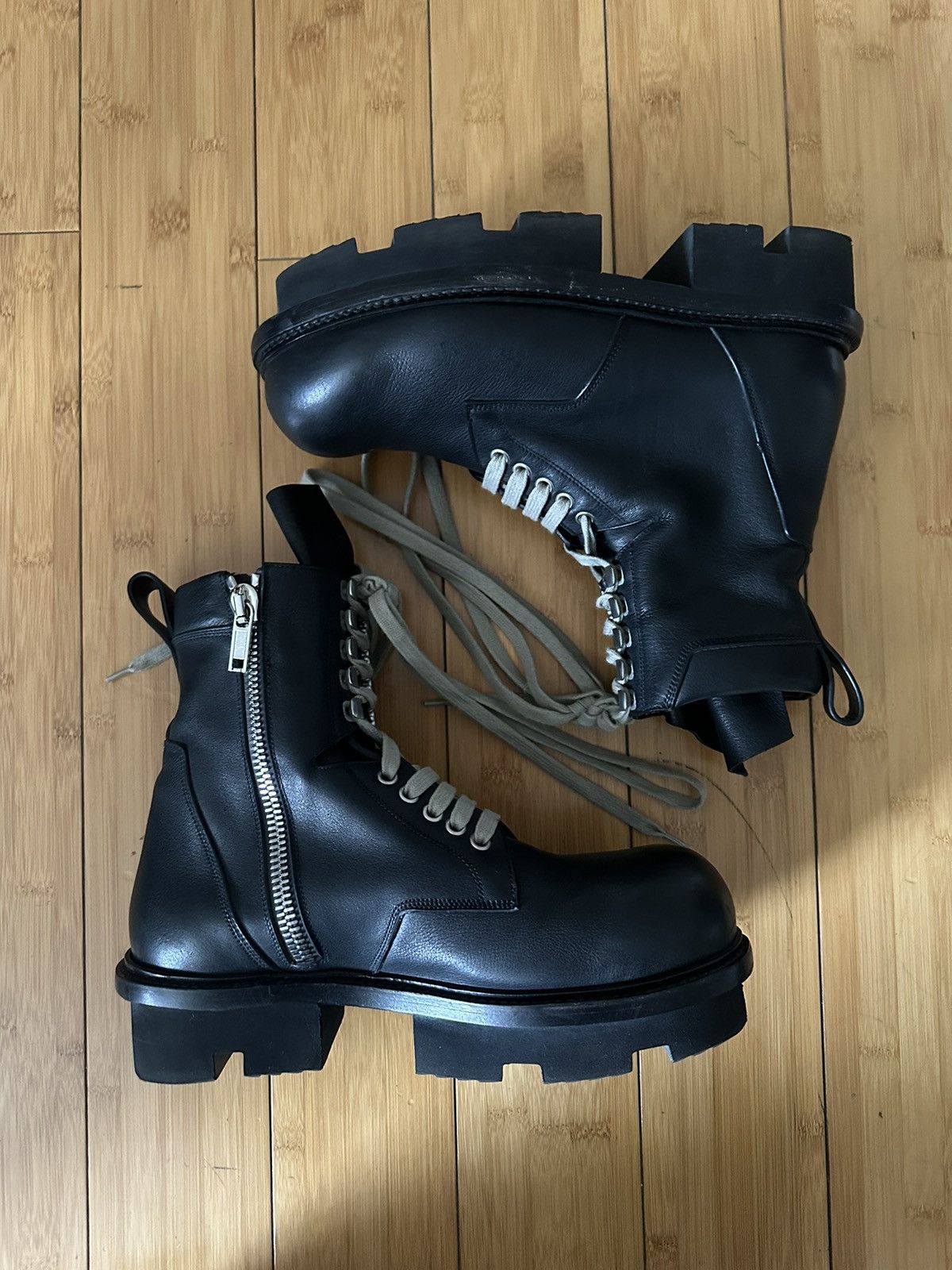 Pre-owned Rick Owens X Rick Owens Drkshdw Megatooth Calf Leather Mainline Boots In Black