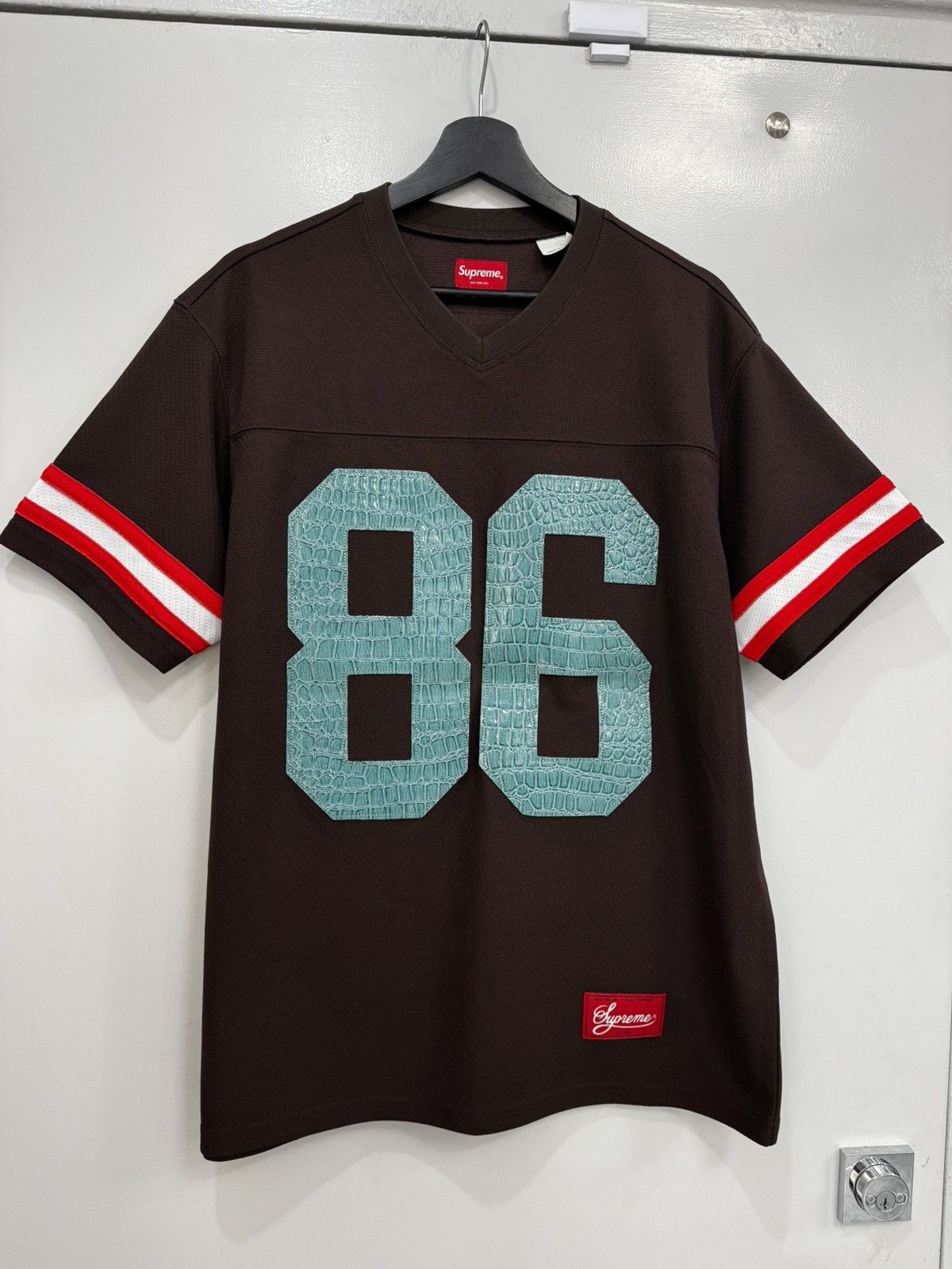 Supreme Faux Croc Football Jersey Black Men's - SS22 - US