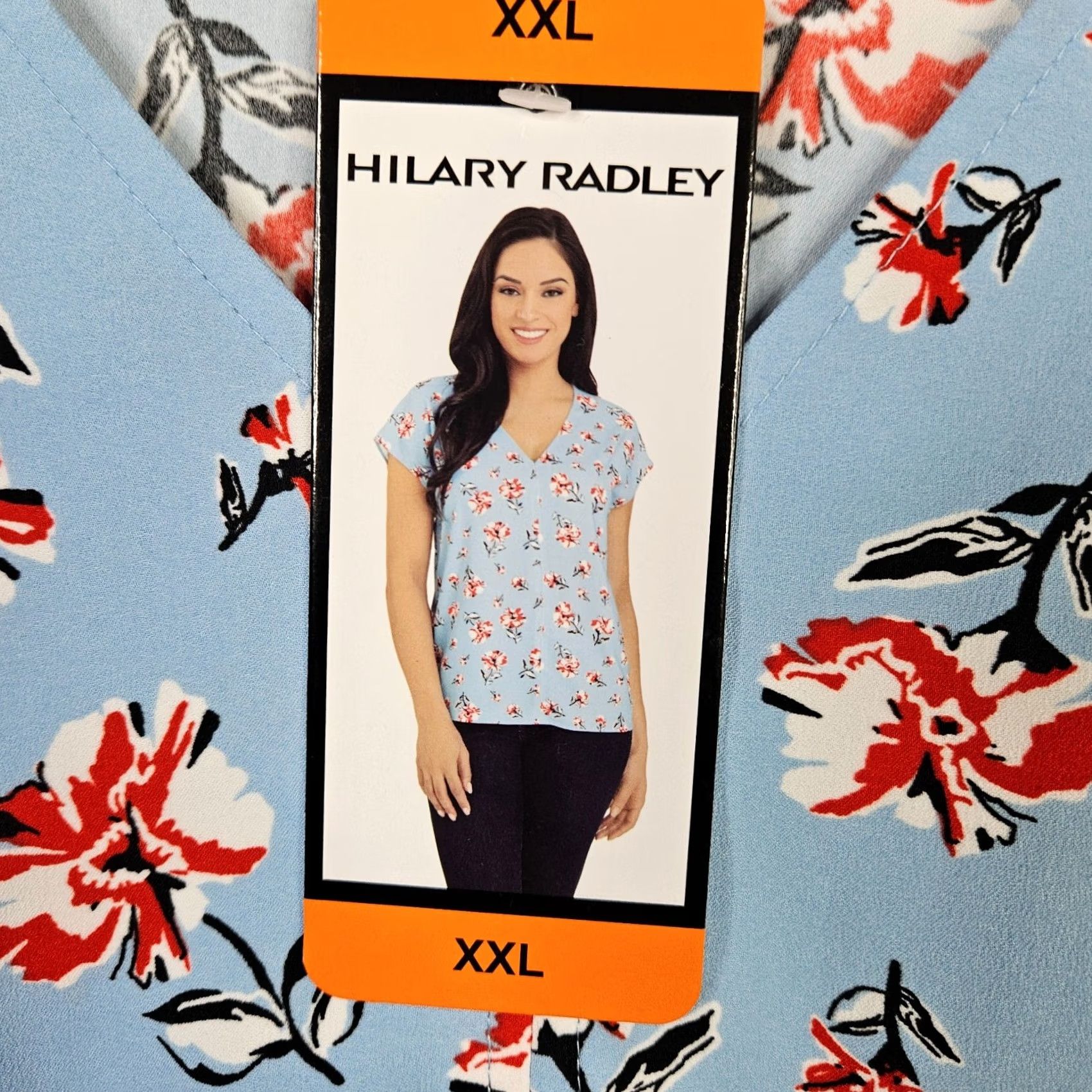 Vintage Hilary Radley Women's Blue Floral Combo Short Sleeve Blouse Size XXL NEW Size XXL / US 16-18 / IT 52-54 - 3 Thumbnail
