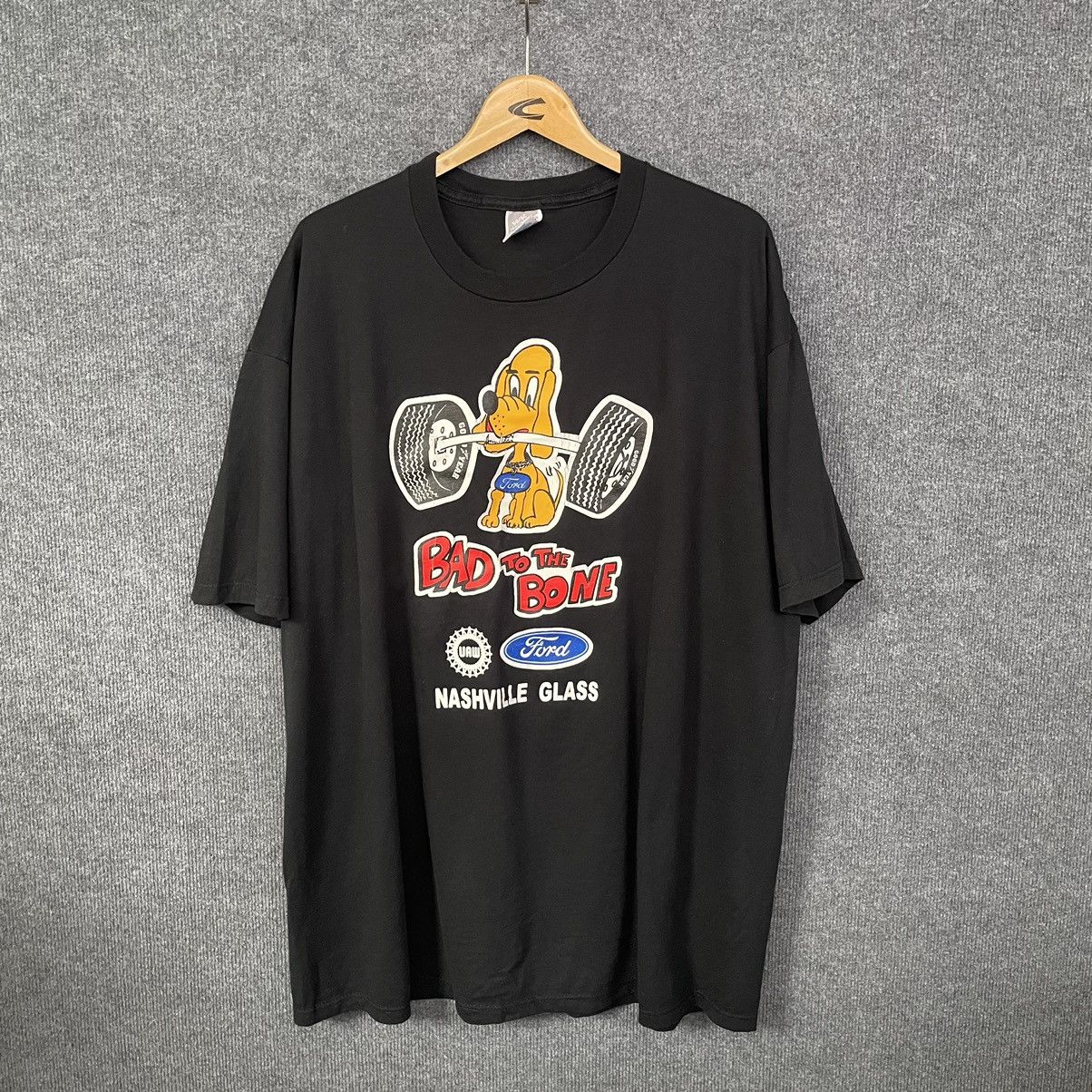 image of Vintage 90's Ford Bad To The Bone T Shirt Graphic in Black, Men's (Size 2XL)