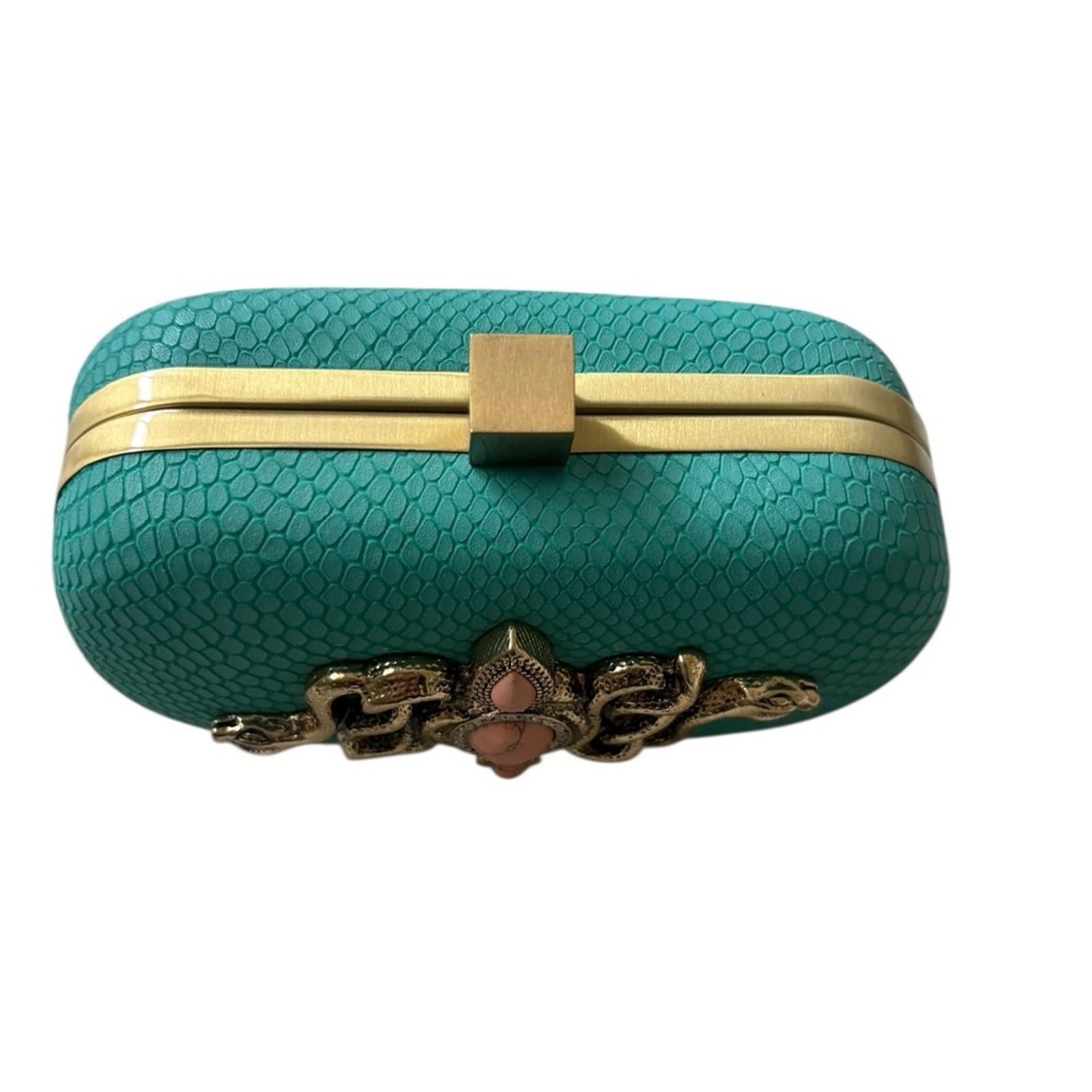 Other Samantha Wills Hand Crafted Turquoise Snakeskin Clutch Size ONE SIZE - 10 Thumbnail