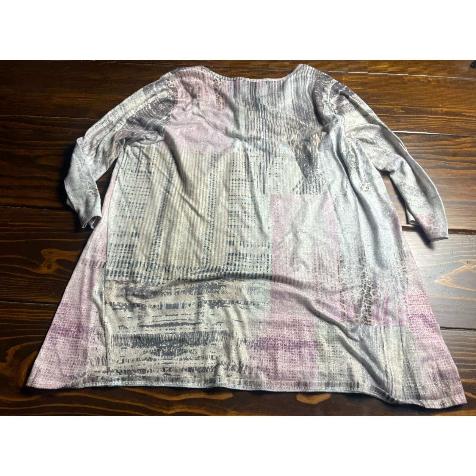 Vintage CJ Banks Shirt Womens Plus Size 1X Long Sleeve Silver Gray Metallic Modern Casual Women 1X Mens? Size XL / US 12-14 / IT 48-50 - 2 Thumbnail