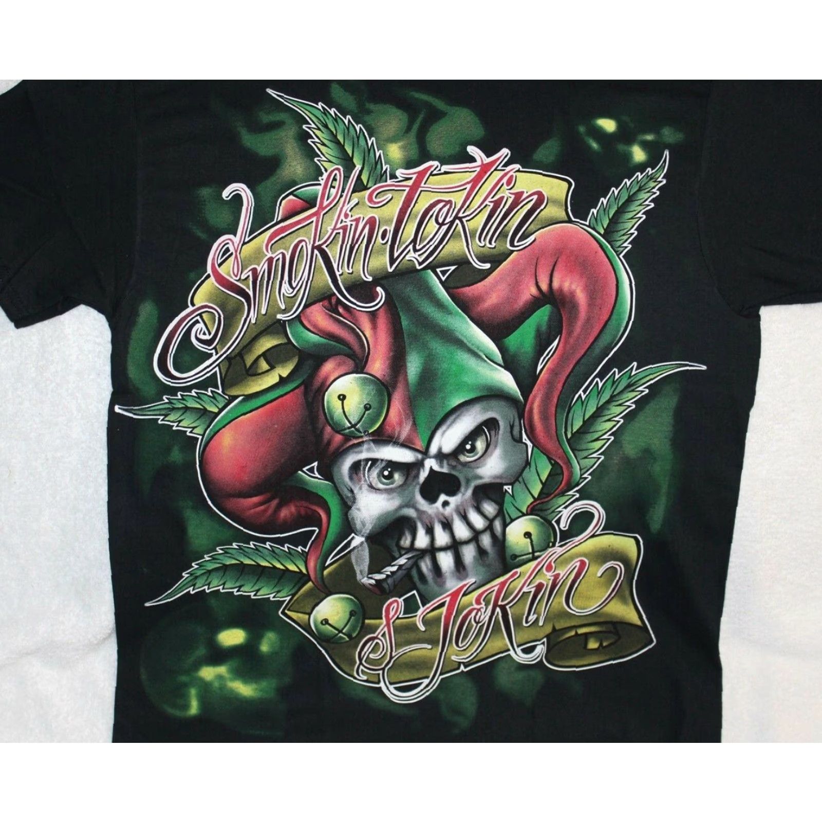 Vintage JOKER MARIJUANA LEAF Graphic T-Shirt Black Adult Large Mens Size US L / EU 52-54 / 3 - 2 Thumbnail