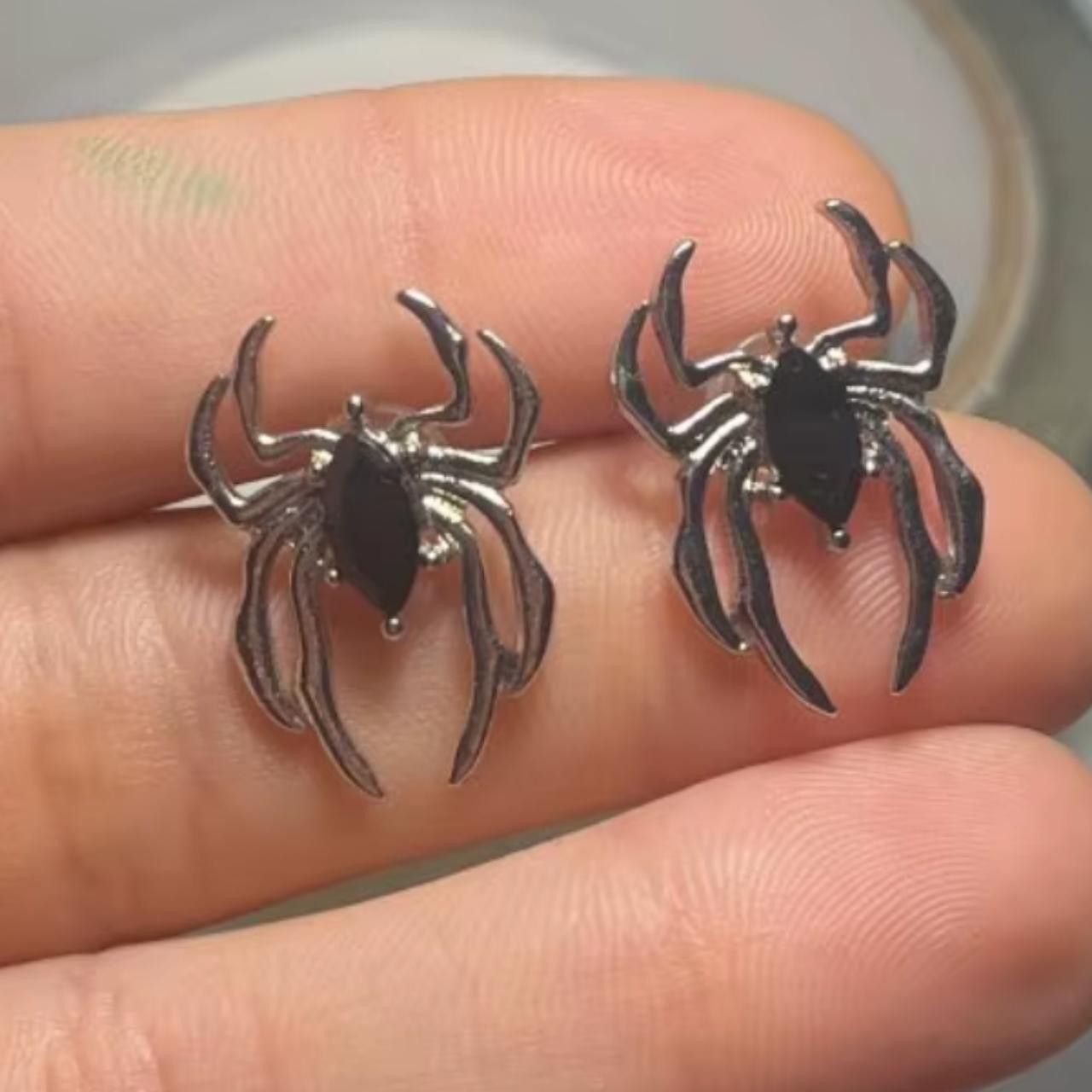 Other Gothic Retro Old Spider Zircon Earrings Size ONE SIZE - 4 Thumbnail