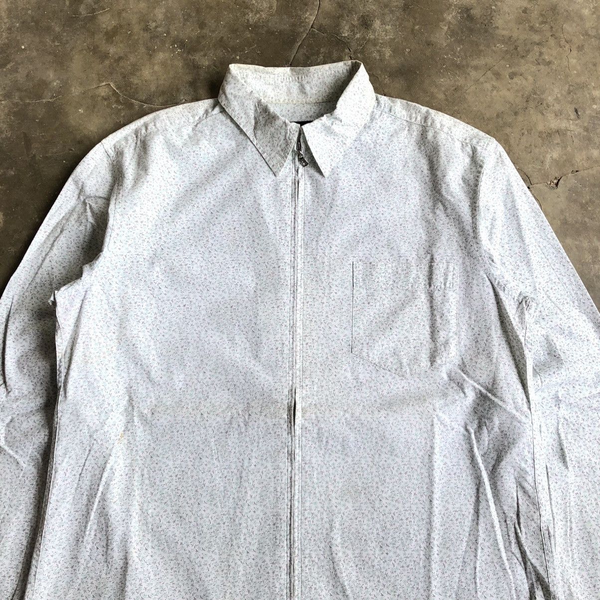 Issey Miyake 2000s Comme Ca Ism Motif Zipper Jacket White Designer Size US L / EU 52-54 / 3 - 4 Thumbnail