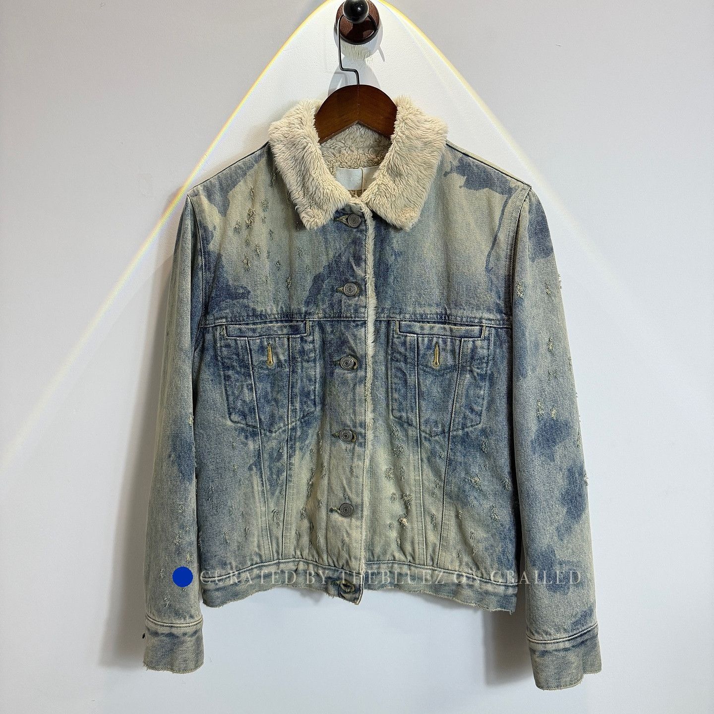 Roen Roen Semantic design black denim jacket skull rhinestone 
