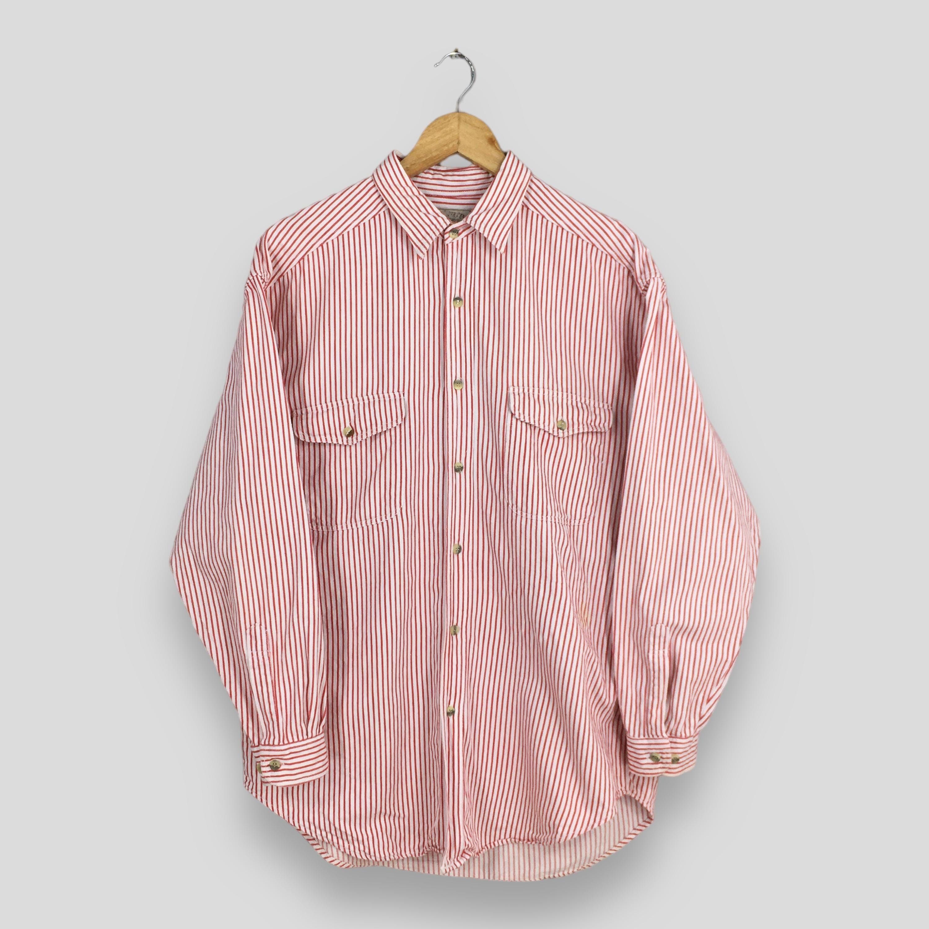 Flannel × Vintage Vintage Vertical Stripes Red Flannel Western Shirt Large Size US L / EU 52-54 / 3 - 1 Thumbnail