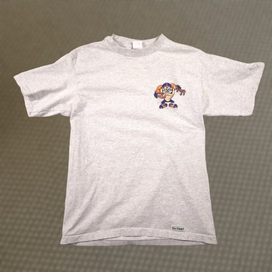 Vintage VINTAGE Six Flags Looney Tunes Shirt Mens Large Gray Taz Football Tee USA Size US L / EU 52-54 / 3 - 1 Thumbnail