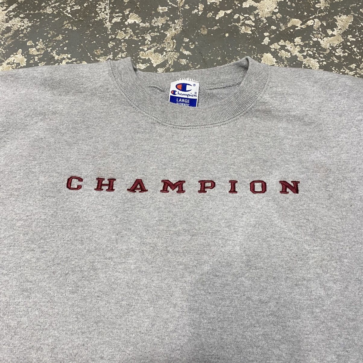 Champion × Vintage Vintage Champion Spell Out Gray 90s Sweatshirt Size US L / EU 52-54 / 3 - 7 Thumbnail