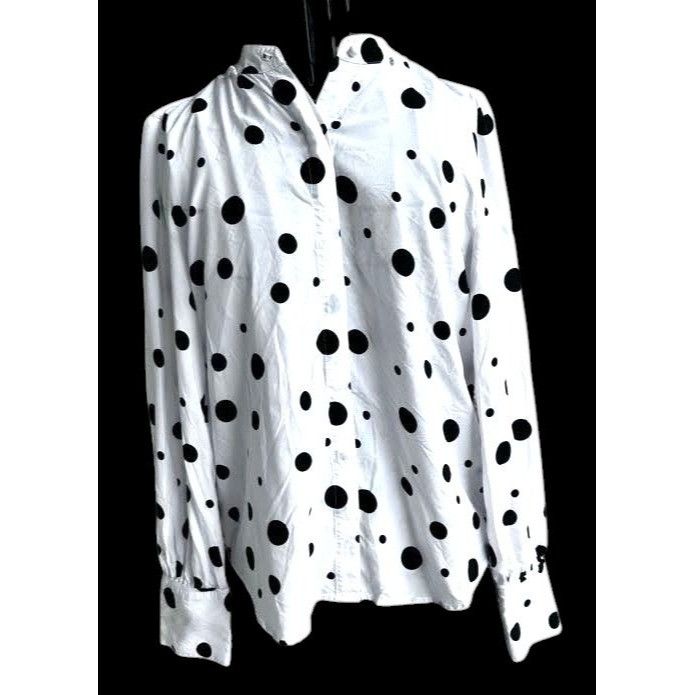 Designer × Vintage Adriano Goldschmied Shirt Sz S White Black Dots Modal Collar Size S / US 4 / IT 40 - 1 Thumbnail