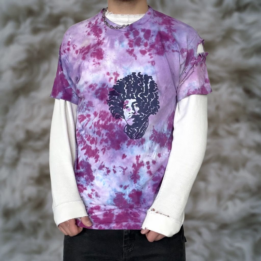 Fruit Of The Loom VINTAGE Jimi Hendrix Band Tee Shirt XL Purple Tie-Dye 80s Distressed FOTL Size US XL / EU 56 / 4 - 1 Thumbnail