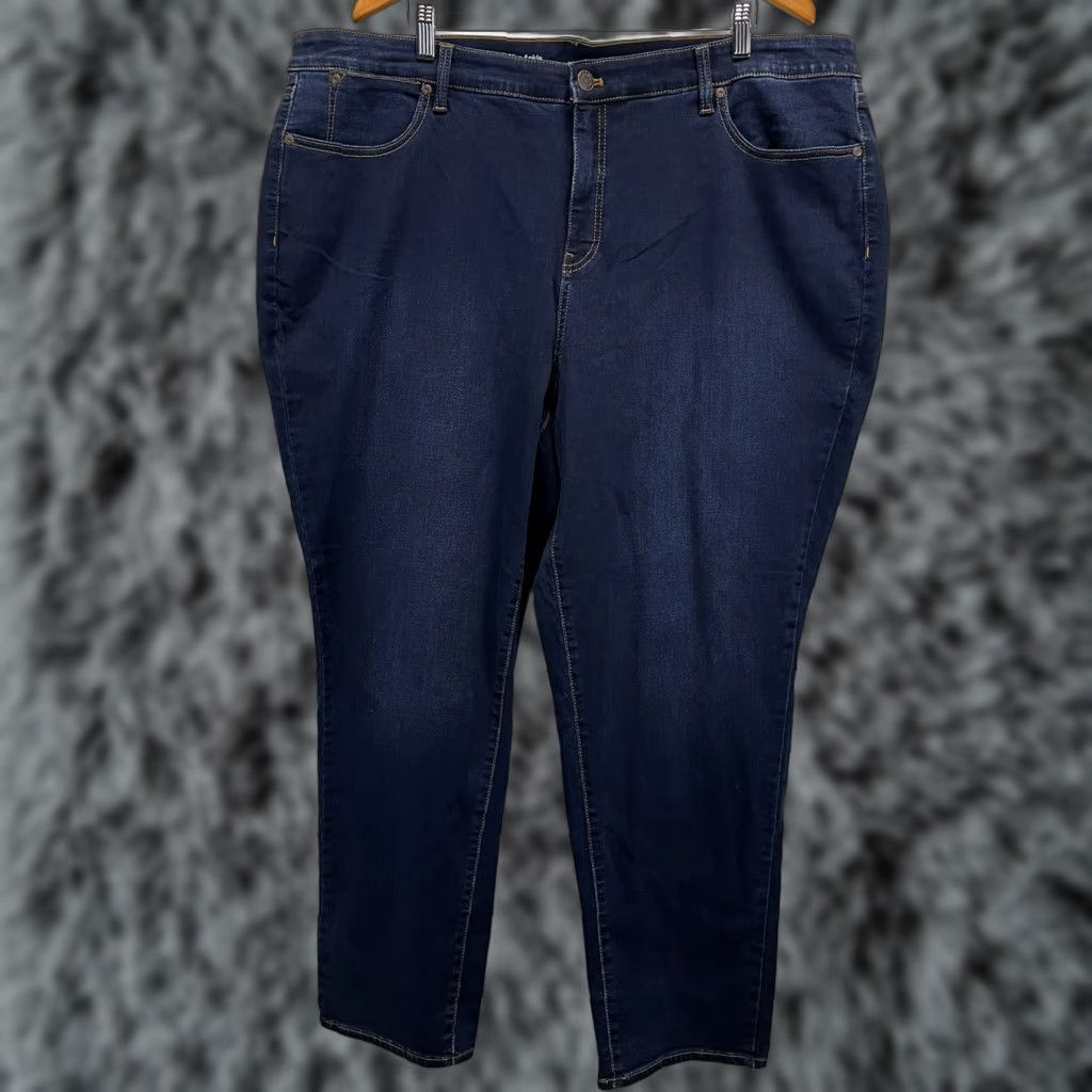 NEW Talbots Flawless Slim Ankle Jeans 24W Plus Dark Wash Women's