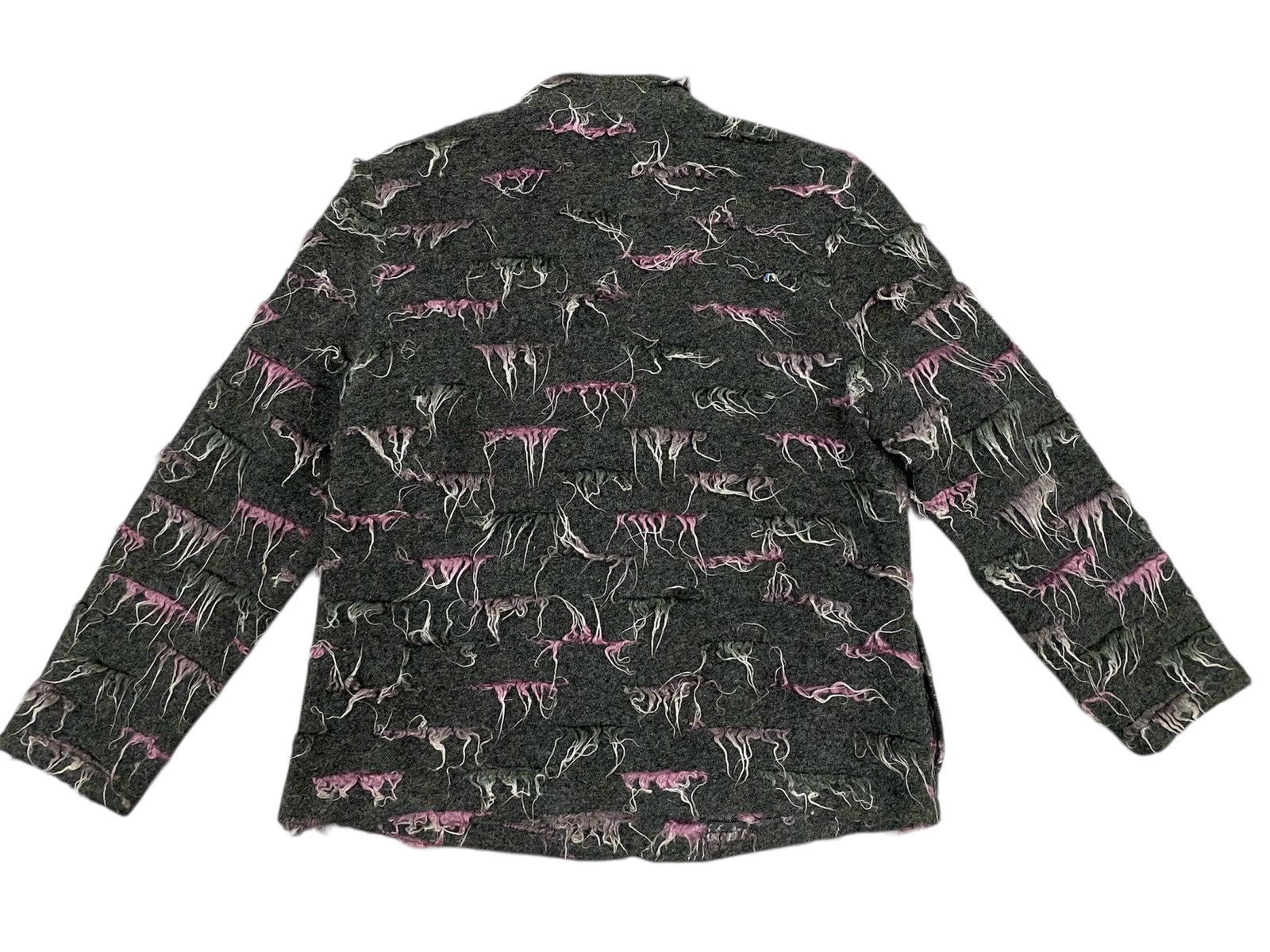 Beauty Beast Vintage Textured Fringe Wool Jacket – Artsy Japanese Style Size S / US 4 / IT 40 - 3 Thumbnail