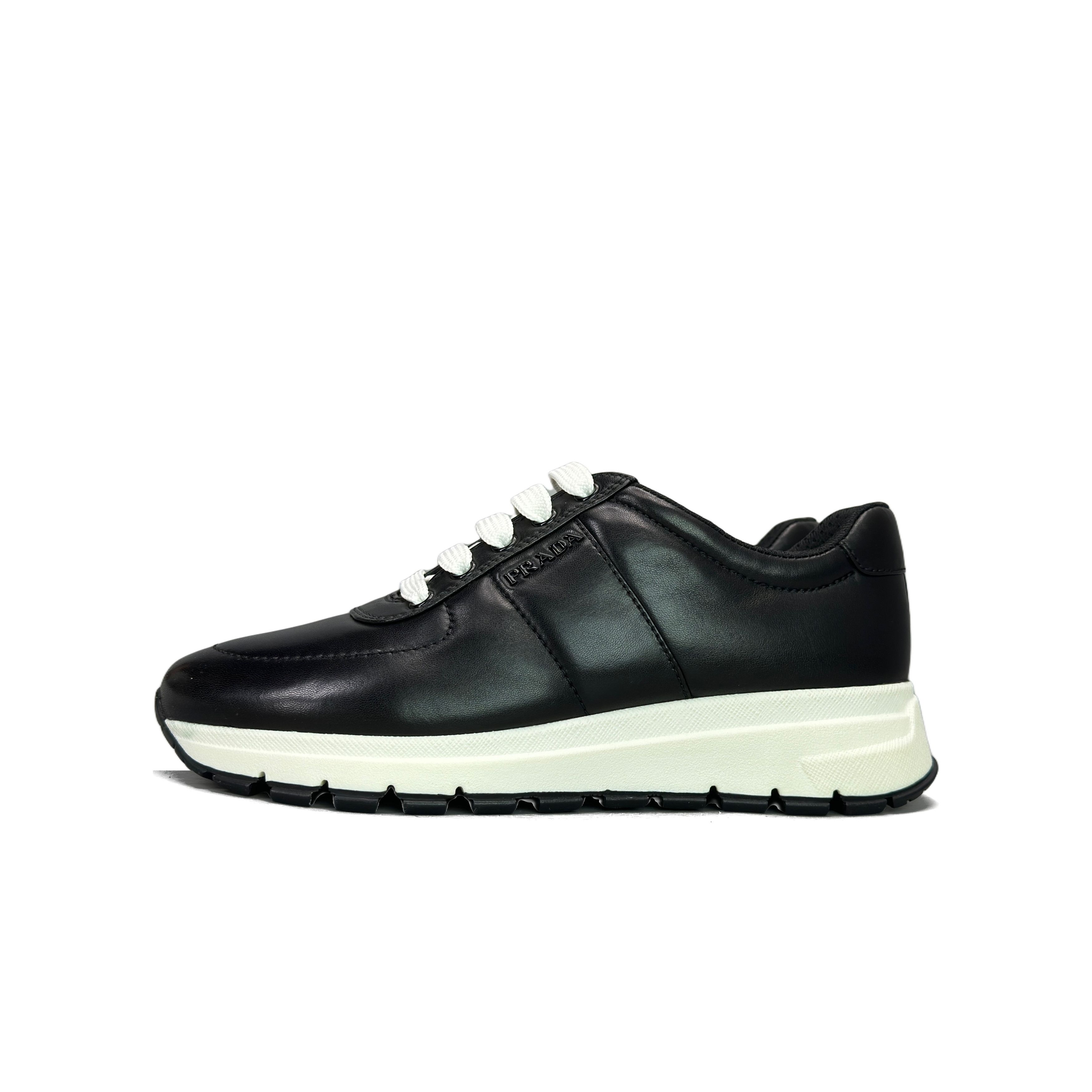 Prada Prada Black Leather Low-Top Sneakers Size 37 Size US 7 / IT 37 - 1 Thumbnail