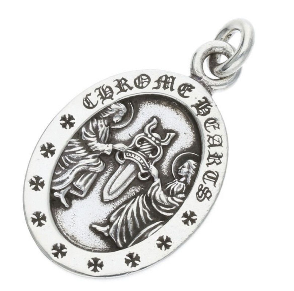 Chrome Hearts Chrome Hearts Angel Medal Oval Silver Necklace Size ONE SIZE - 1 Thumbnail