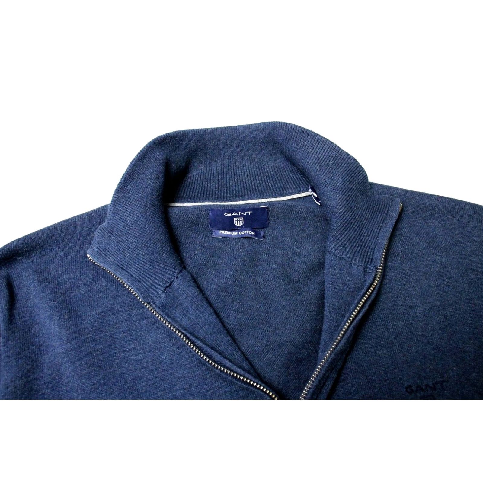 Gant GANT Premium Cotton Jumper Men MEDIUM Pullover Half Zip Melange Blue Size US M / EU 48-50 / 2 - 4 Thumbnail
