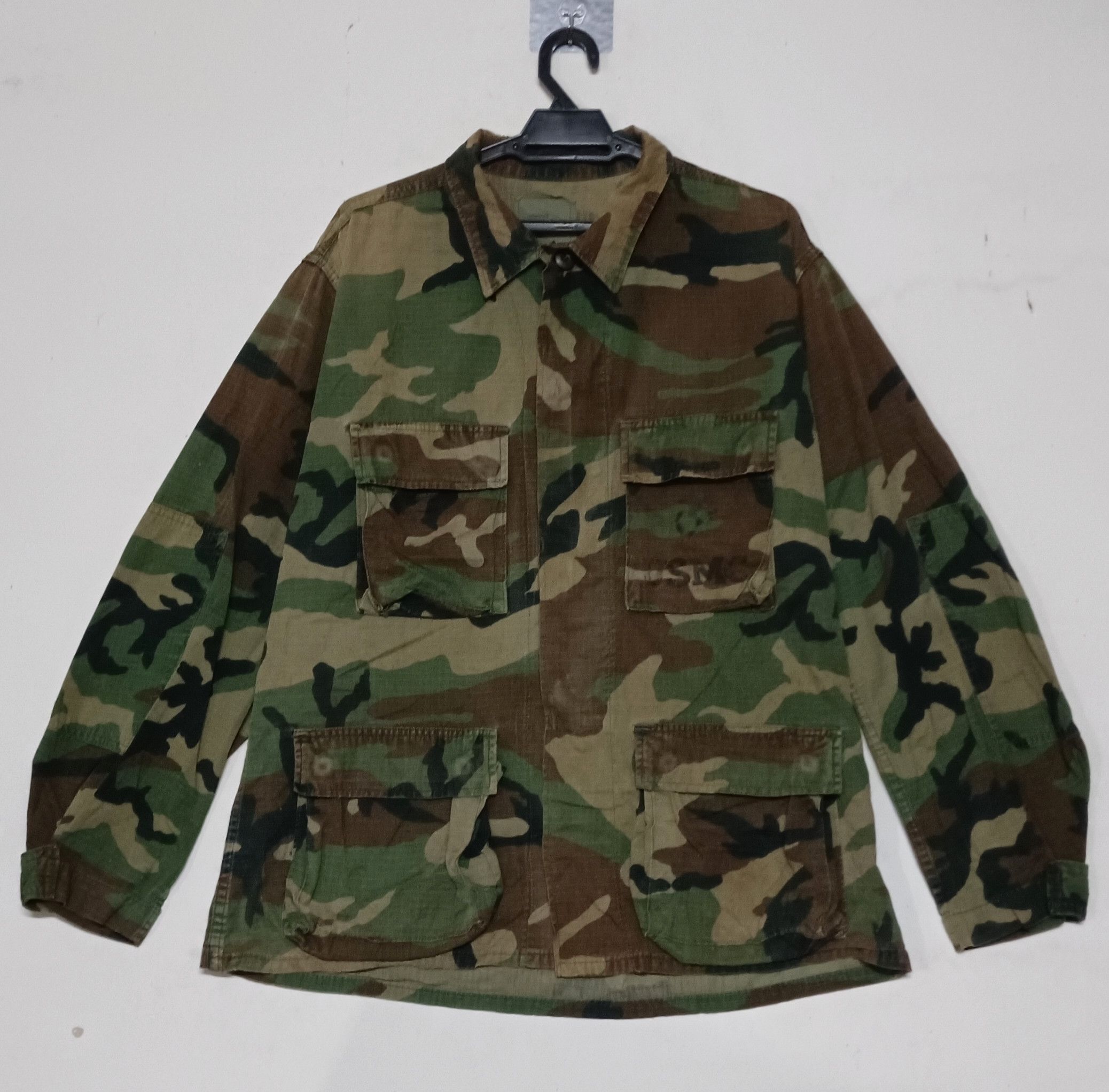image of Vintage Usmc Woodland Camouflage Military Jacket in Army, Men's (Size Medium)