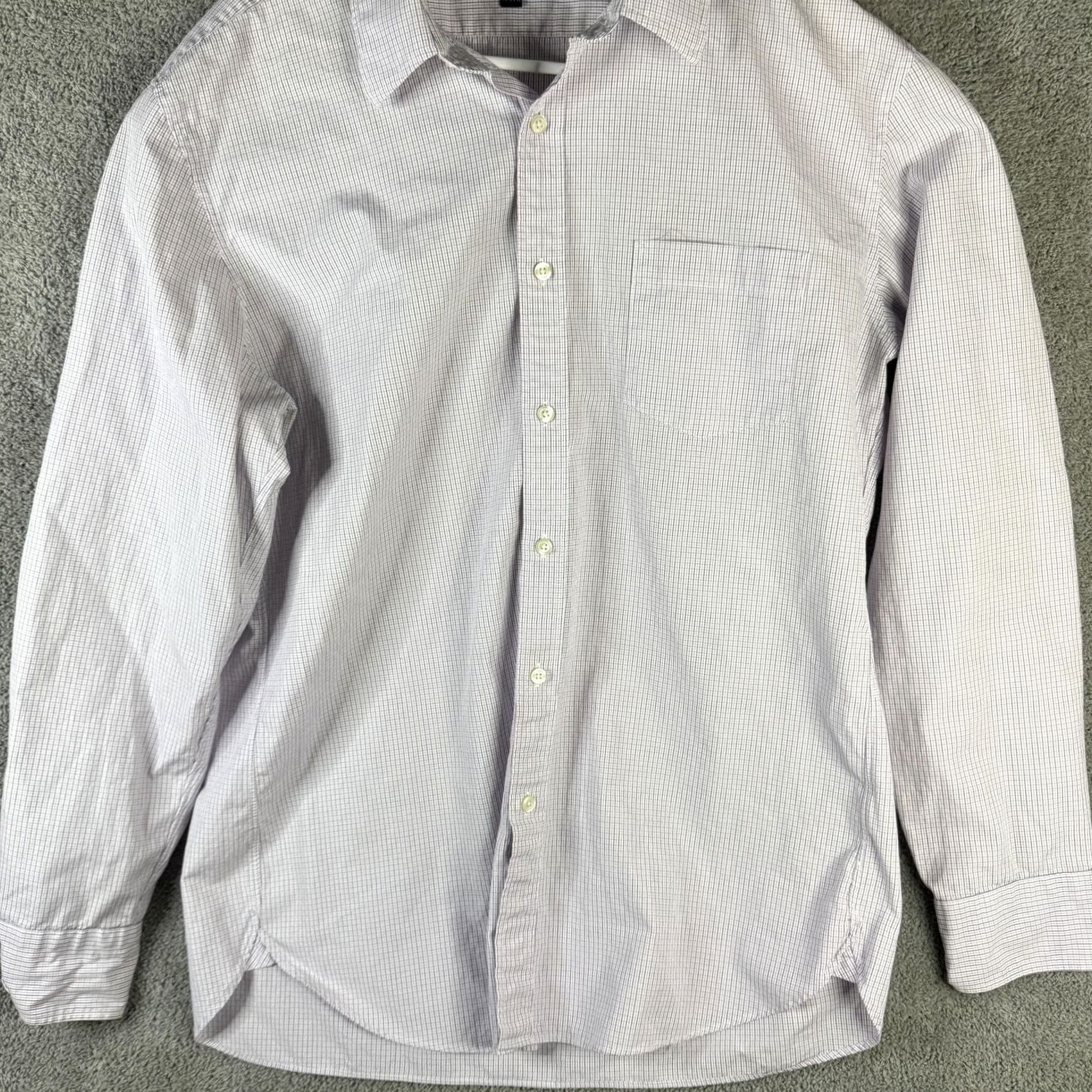 J.Crew J.Crew Shirt Mens XL 17.5 Purple Check Cotton Button Front Dress Long Sleeve Size 46R - 6 Thumbnail