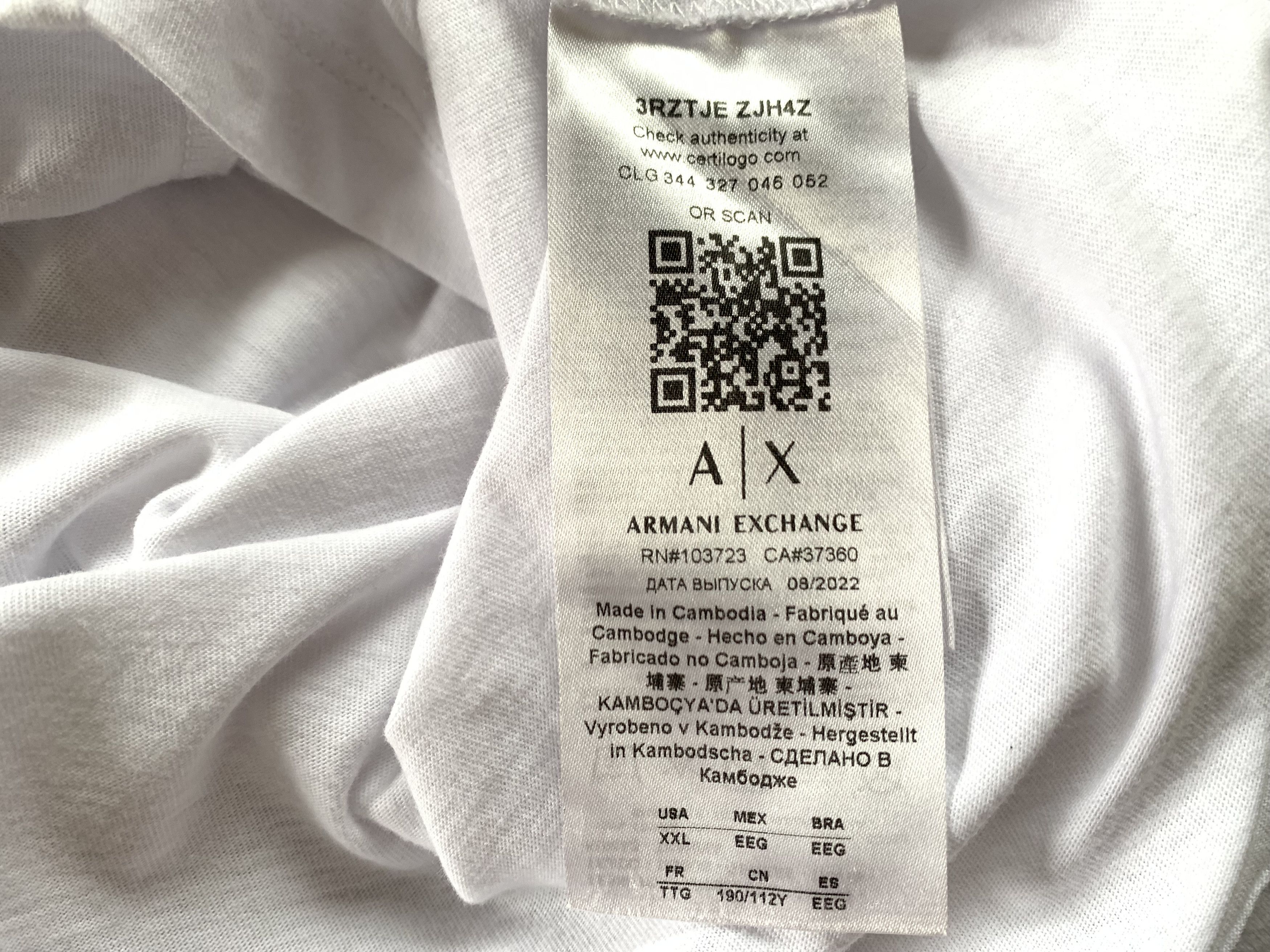 Emporio Armani × Giorgio Armani × Vintage Mens Emporio Armani White Cotton Reflective Print T-Shirt Size US XXL / EU 58 / 5 - 7 Thumbnail