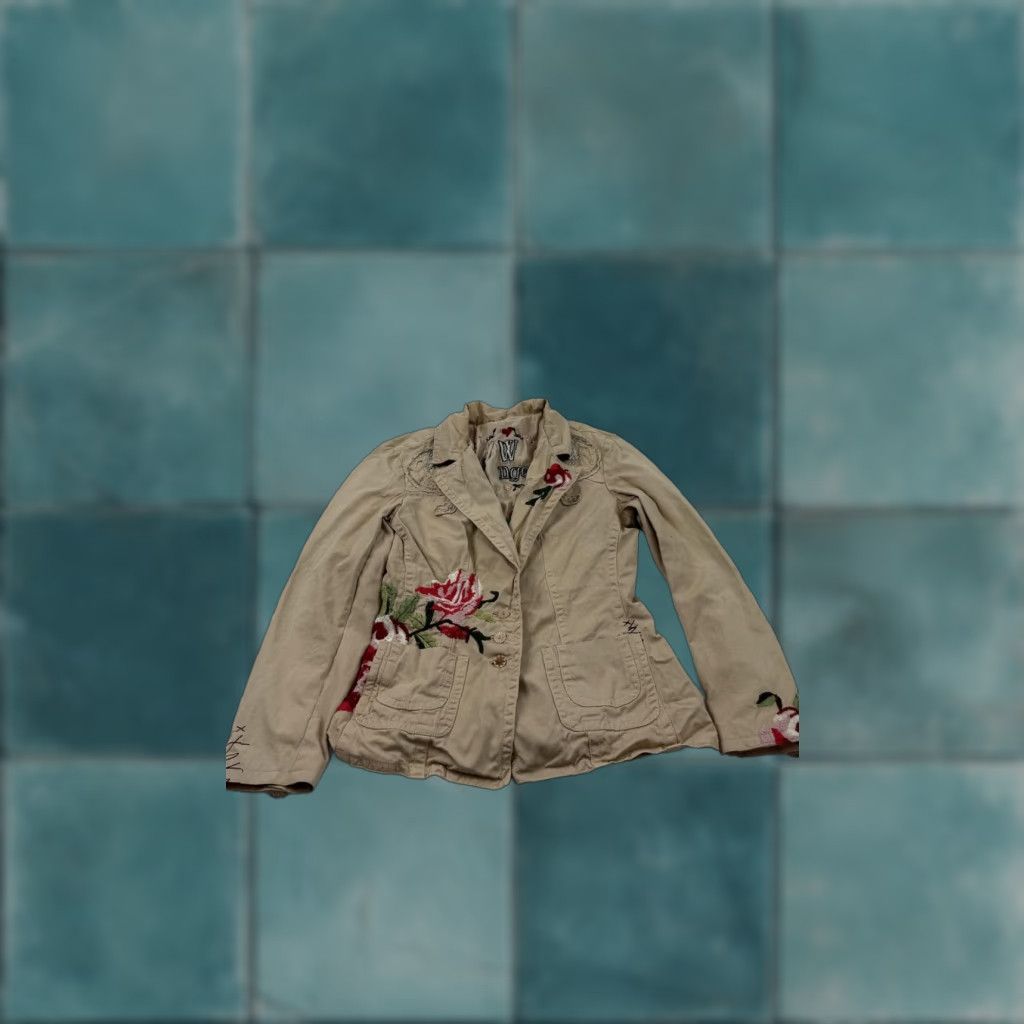 Johnny Was Johnny Was Blazer Womens XS Khaki Embroidered Floral Boho JW Los Angeles Size XS / US 0-2 / IT 36-38 - 1 Thumbnail
