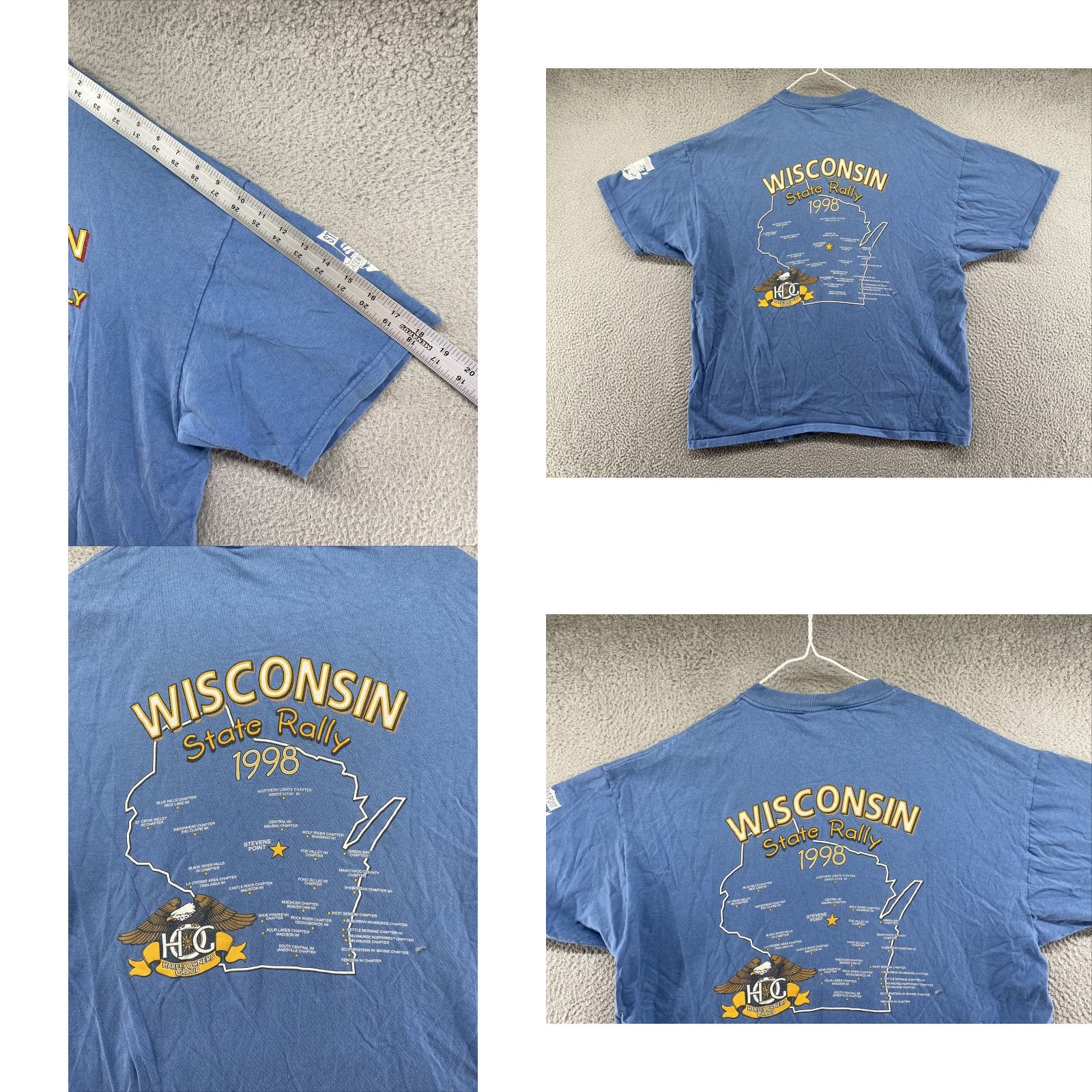 Harley Davidson VINTAGE Harley-Davidson Wisconsin State Rally HOG Shirt Mens 2XL Blue 90s T-Shirt Crew Neck Size US XXL / EU 58 / 5 - 8 Thumbnail