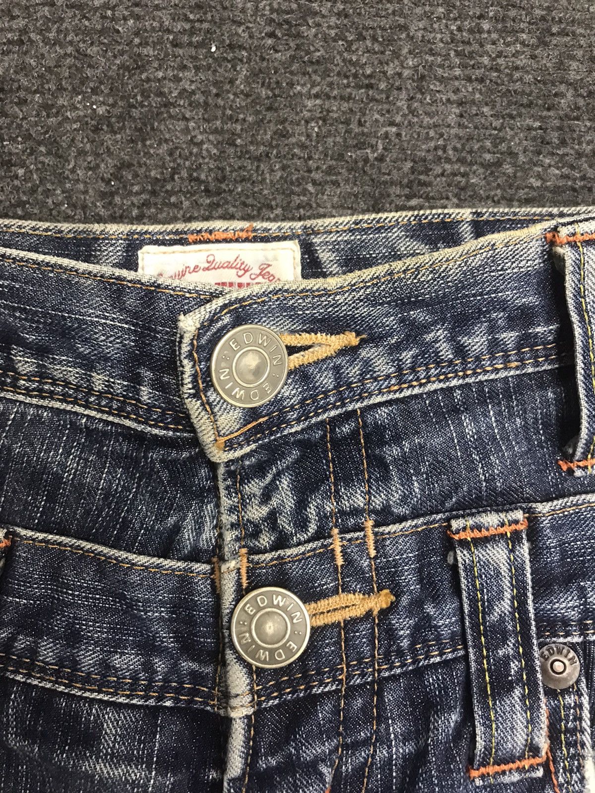 Edwin 💥DOUBLE WAIST💥EDWIN XV Double Waist Heavy Distressed Jeans Size US 33 - 10 Thumbnail