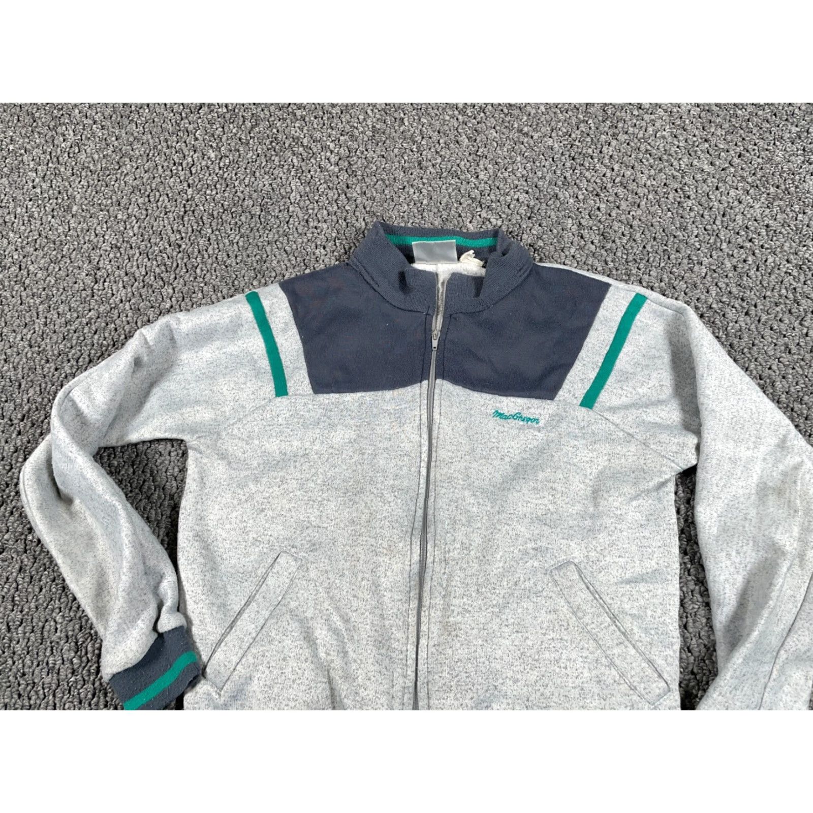 McGregor VTG 80s MacGregor Full Zip Sweatshirt Adult Medium Gray Green Retro Sports Tennis Mens Size US M / EU 48-50 / 2 - 5 Thumbnail