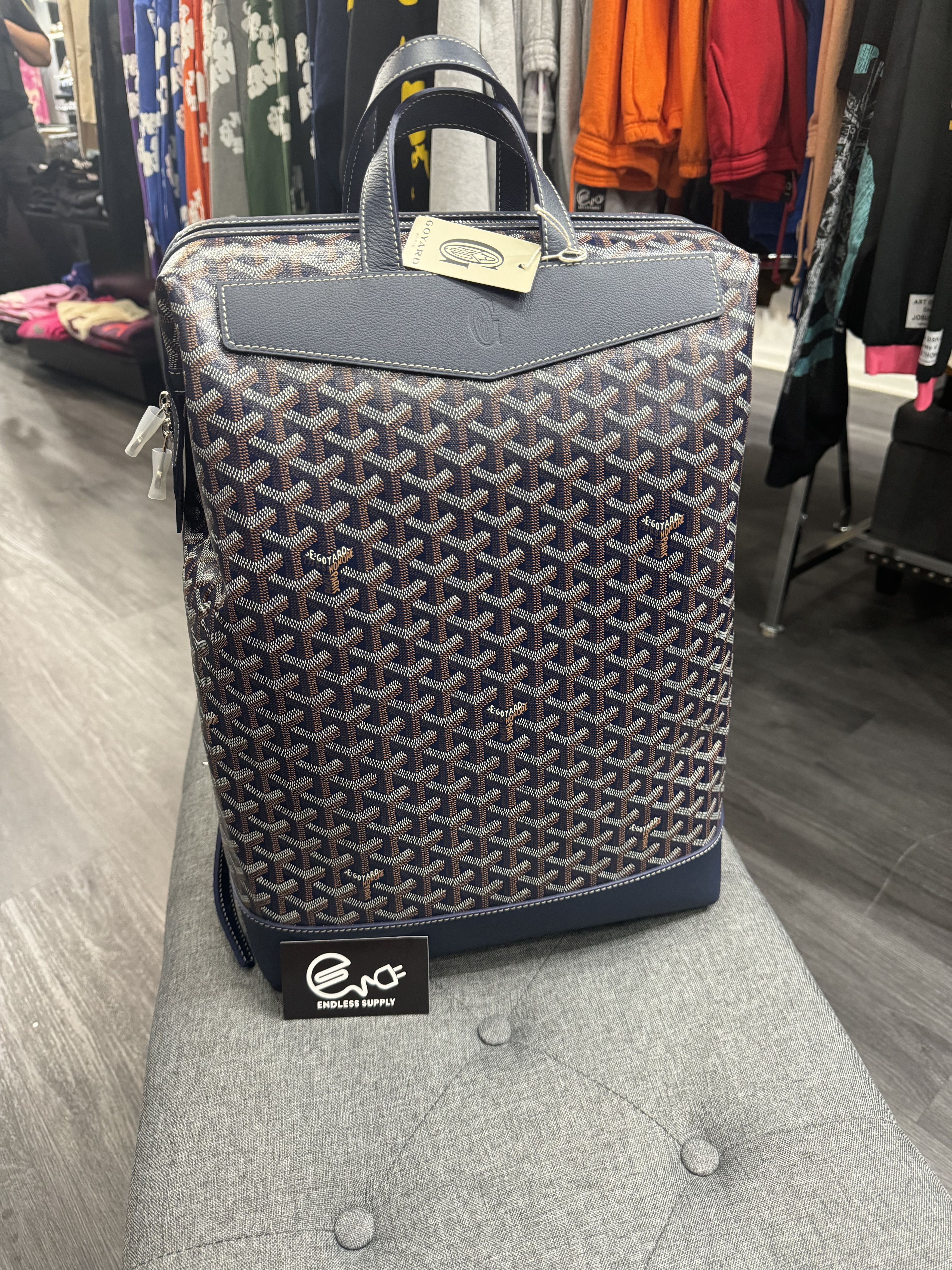 image of Goyard Cisalpin Backpack Navy Blue in Blue/Navy, Men's