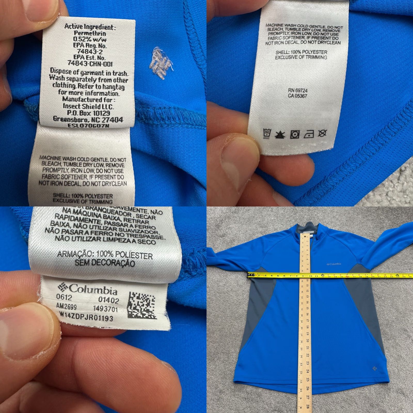 Obey Columbia Insect Blocker 1/4 Zip Pullover Sweatshirt Mens Medium Blue Bug Shield Hoodie Size US M / EU 48-50 / 2 - 9 Thumbnail