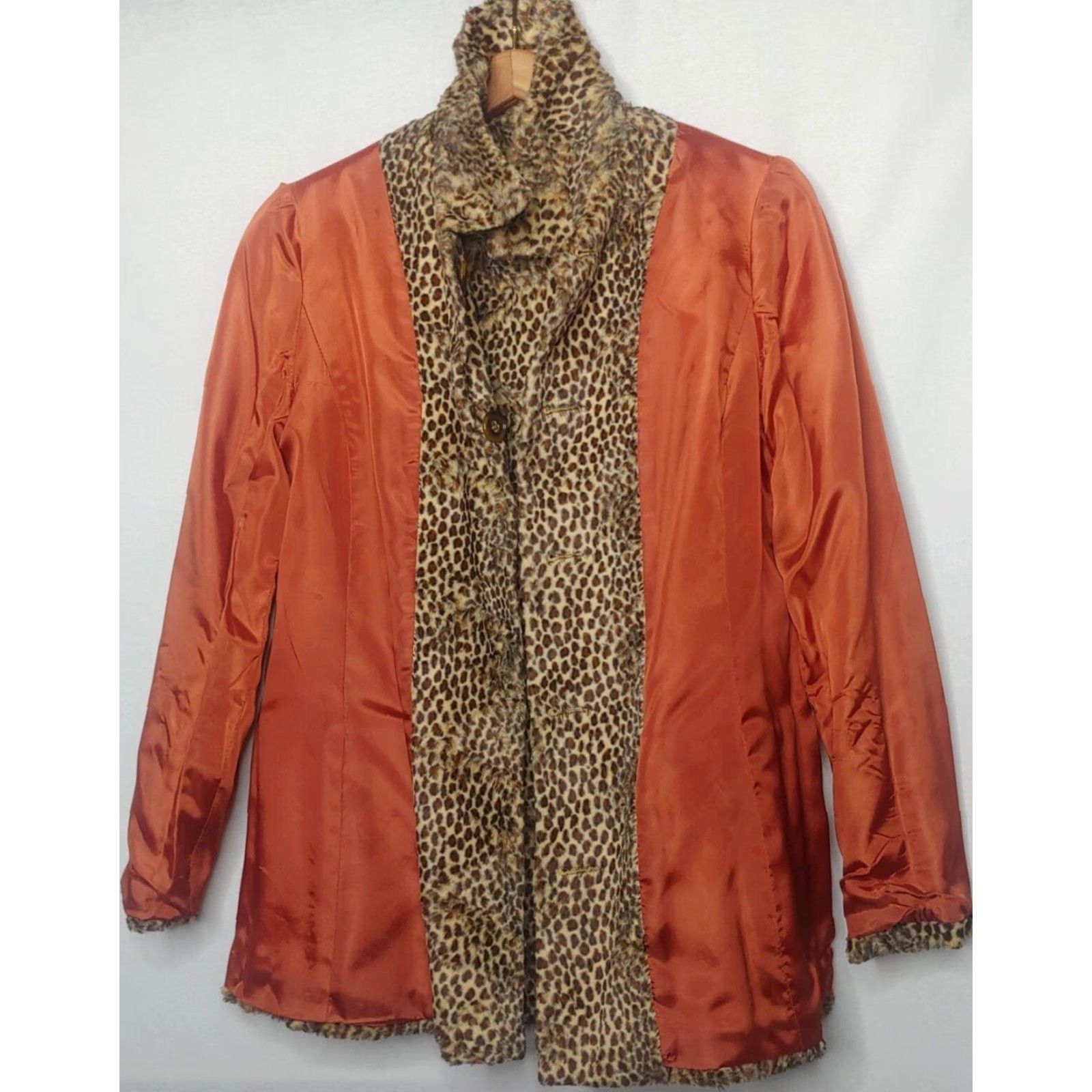 Vintage VINTAGE Hal Leurs Jacket Woman S Leopard Animal Print Brown Faux Fur Lined Button Long Sleeve Mid-Length Size S / US 4 / IT 40 - 4 Thumbnail