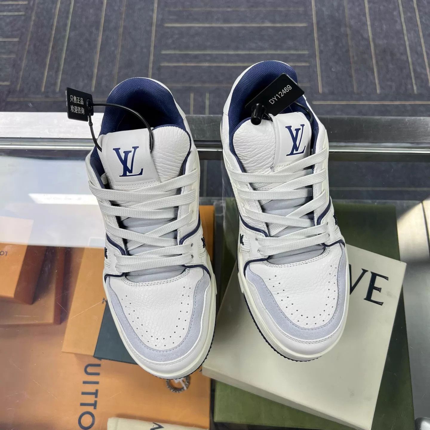 Louis Vuitton LV Trainer Navy Blue UK2 Size US 4.5 / IT 34.5 - 1 Thumbnail