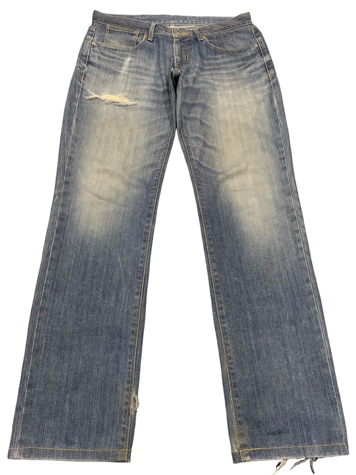 Neil Barrett Vintage Black Barret Japan Blue Wash Grunge Distressed Jeans Size US 31 - 1 Thumbnail