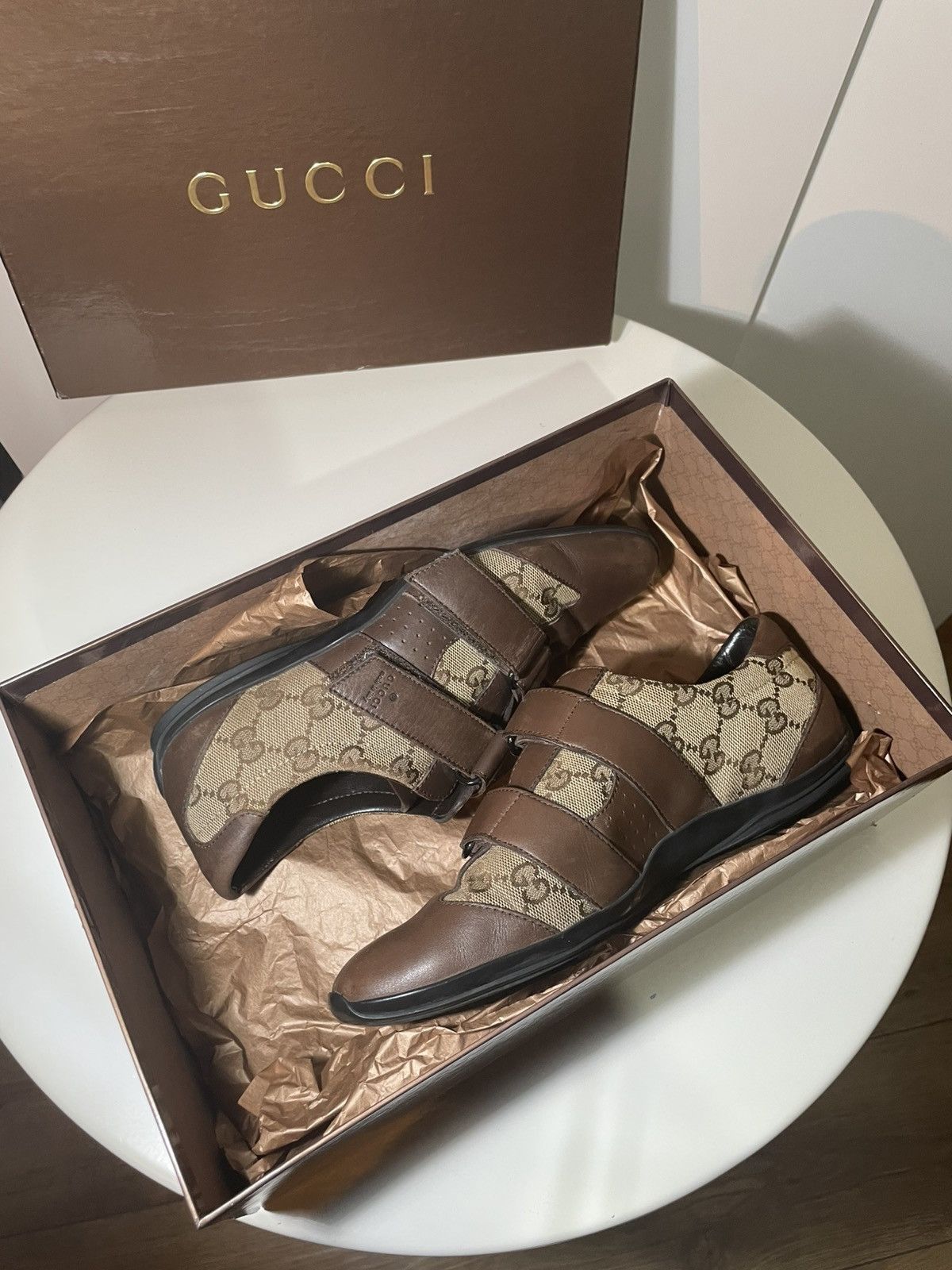 Gucci Gucci Tom Ford Era Brown Monogram Velcro Sneakers Size US 6.5 / IT 36.5 - 10 Thumbnail