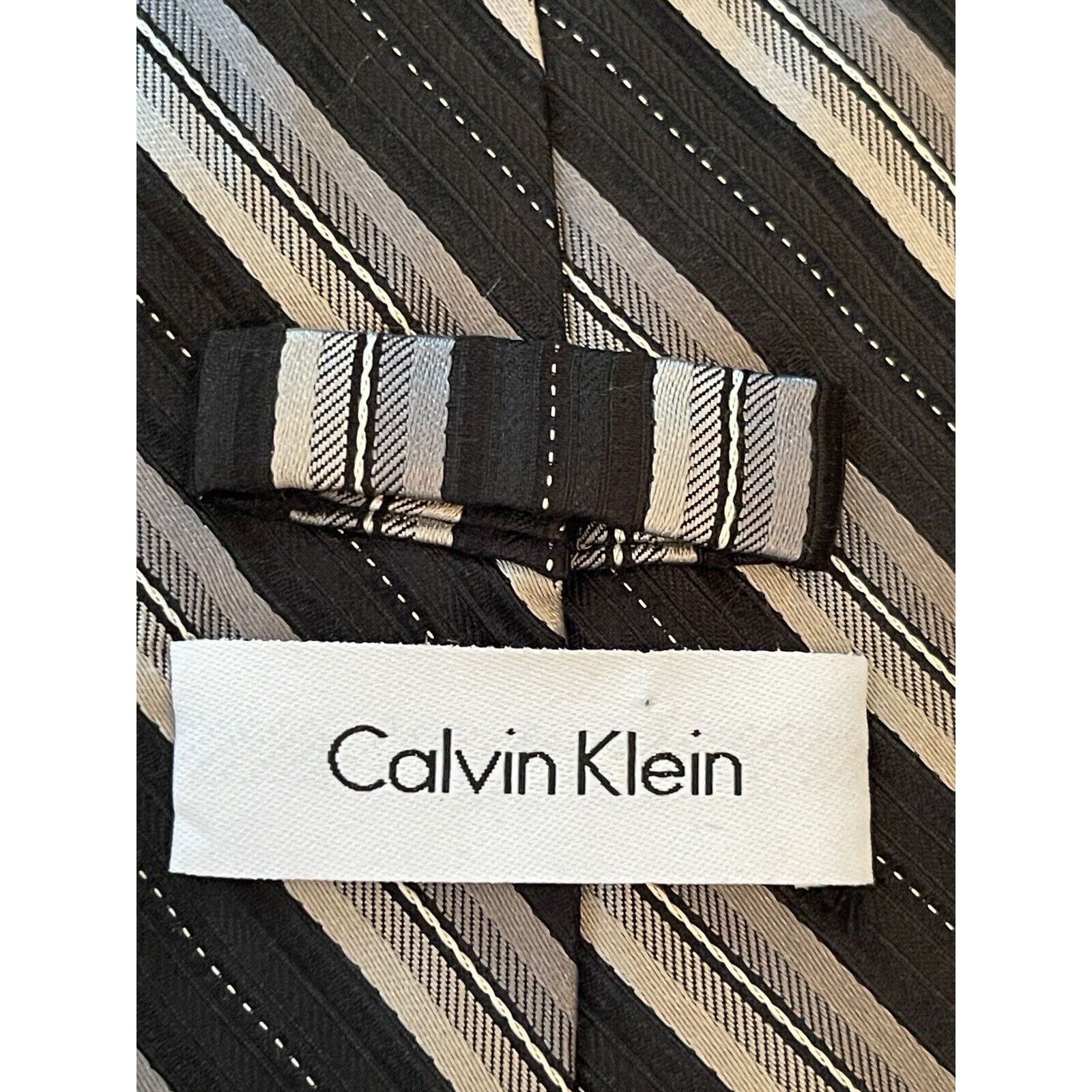 Calvin Klein Calvin Klein Black Gray 100% Silk Made In China Size ONE SIZE - 8 Thumbnail