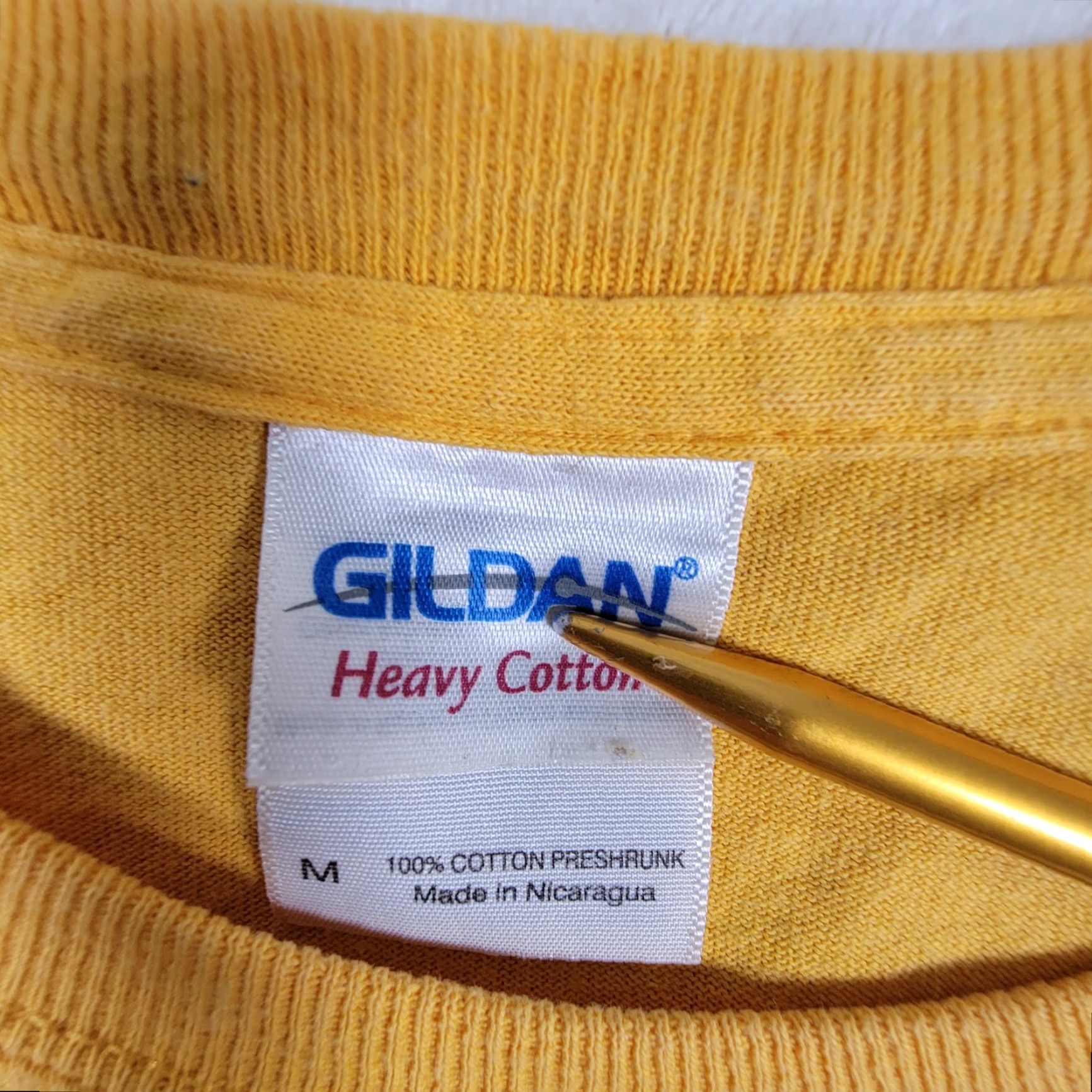Gildan VINTAGE Gildan T-Shirt Yellow M Mens 90s Rat On Bike Graffiti Embroidered Logo Crew Neck Short Sleeve Cotton Blend Shirt Size US M / EU 48-50 / 2 - 3 Thumbnail