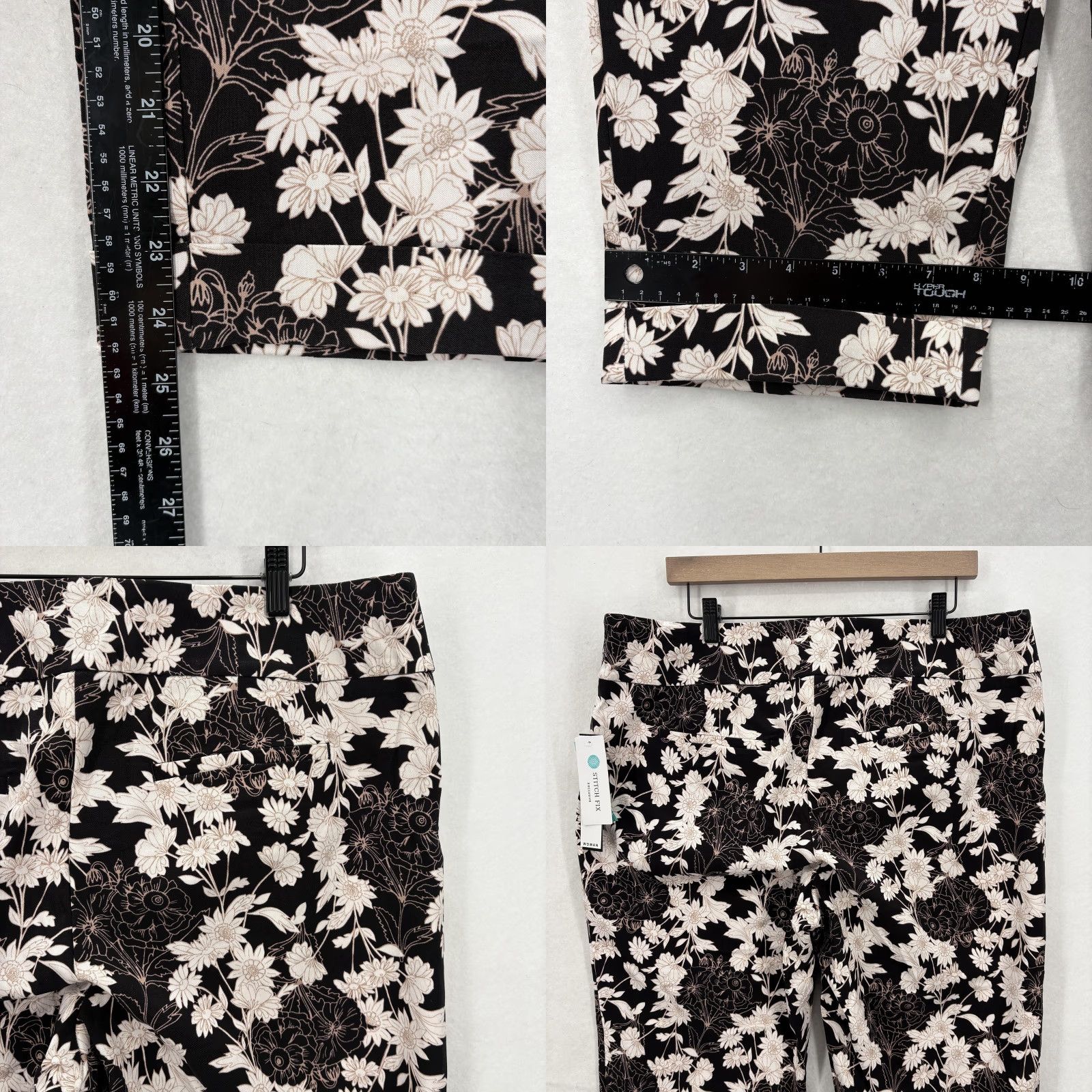 Vintage Tribal Fia Cuffed Cropped Trouser Pants Womens 18W Black Floral Stitch Fix NWT Size 40" / US 18 - 9 Thumbnail