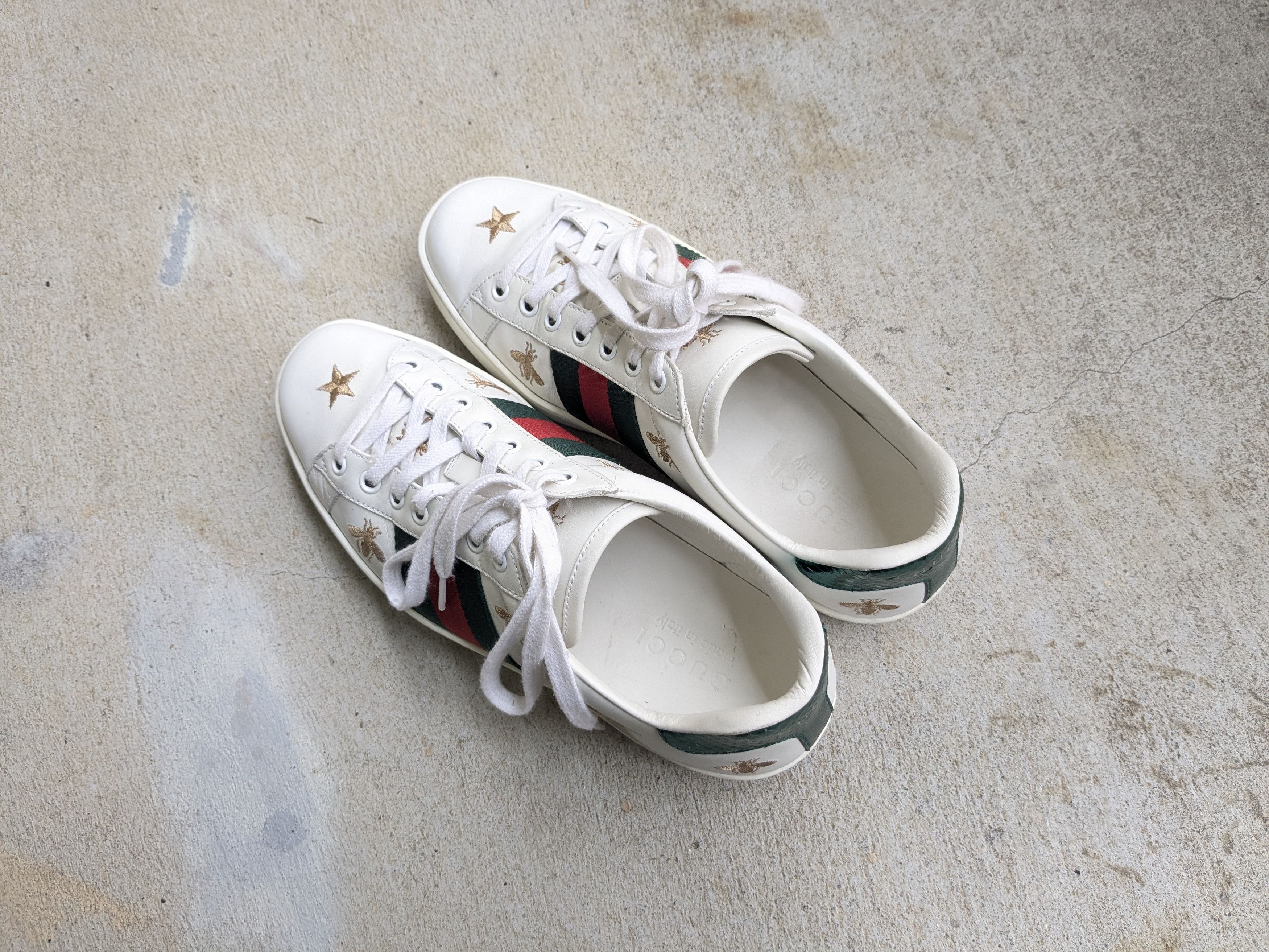 Gucci Gucci Ace Sneakers White Bee Stars Low 7 Leather Size US 7 / EU 40 - 16 Thumbnail