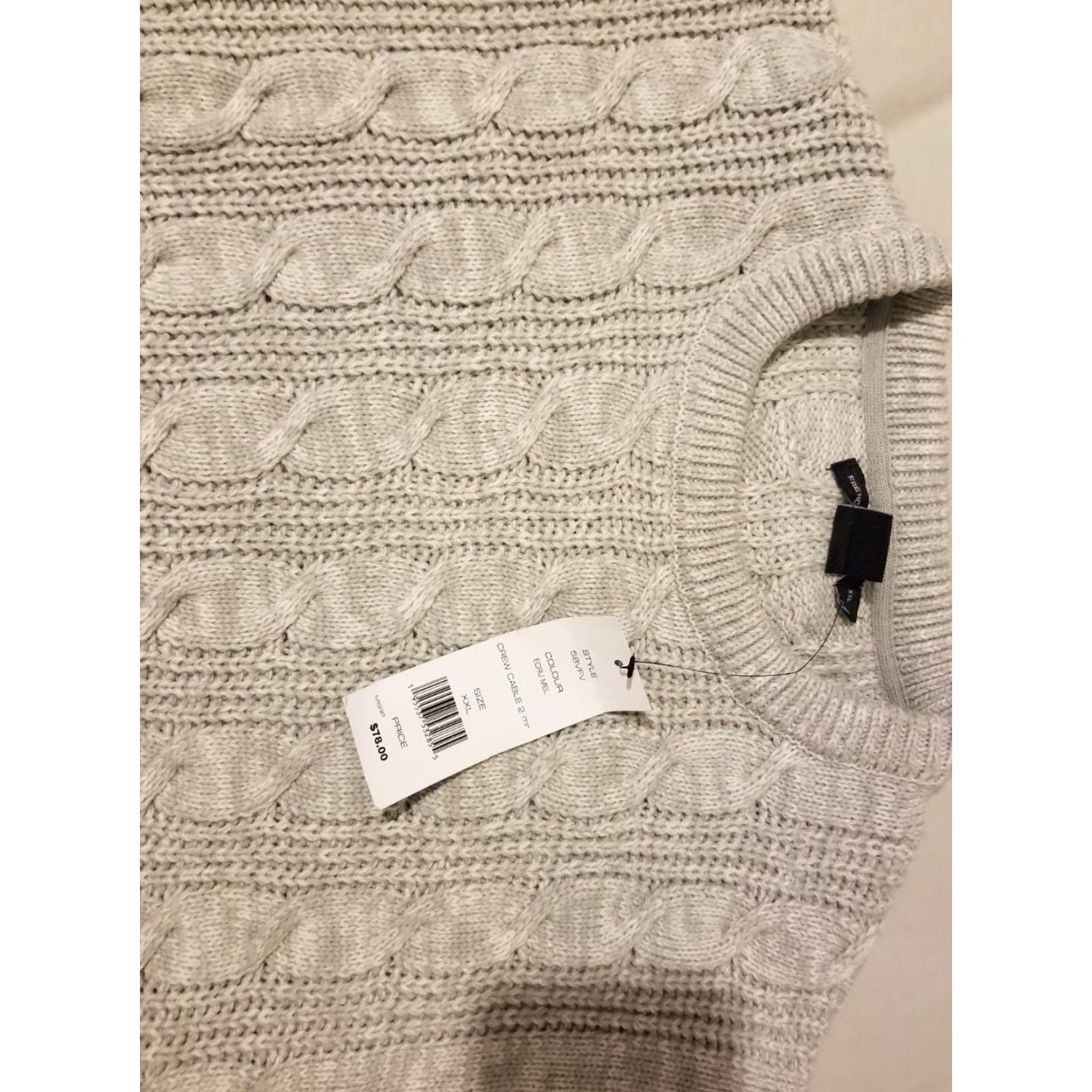 French Connection French Connection Sweater 2XL Gray Cotton Long Sleeve Knit Pullover Mens Size XXL / US 16-18 / IT 52-54 - 2 Thumbnail