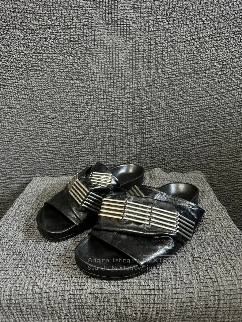 Rick Owens Rick Owens Metallic Asymmetrical Fingerless Leather Slippe Size US 7.5 / IT 37.5 - 1 Thumbnail