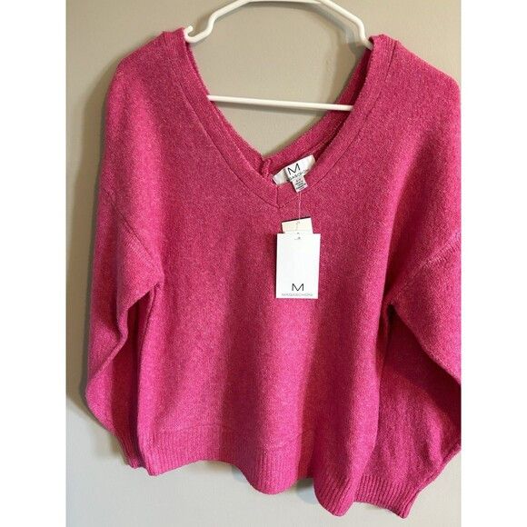 Magaschoni Magaschoni Pink V-Neck Oversize Sweater - S/P Size S / US 4 / IT 40 - 3 Thumbnail